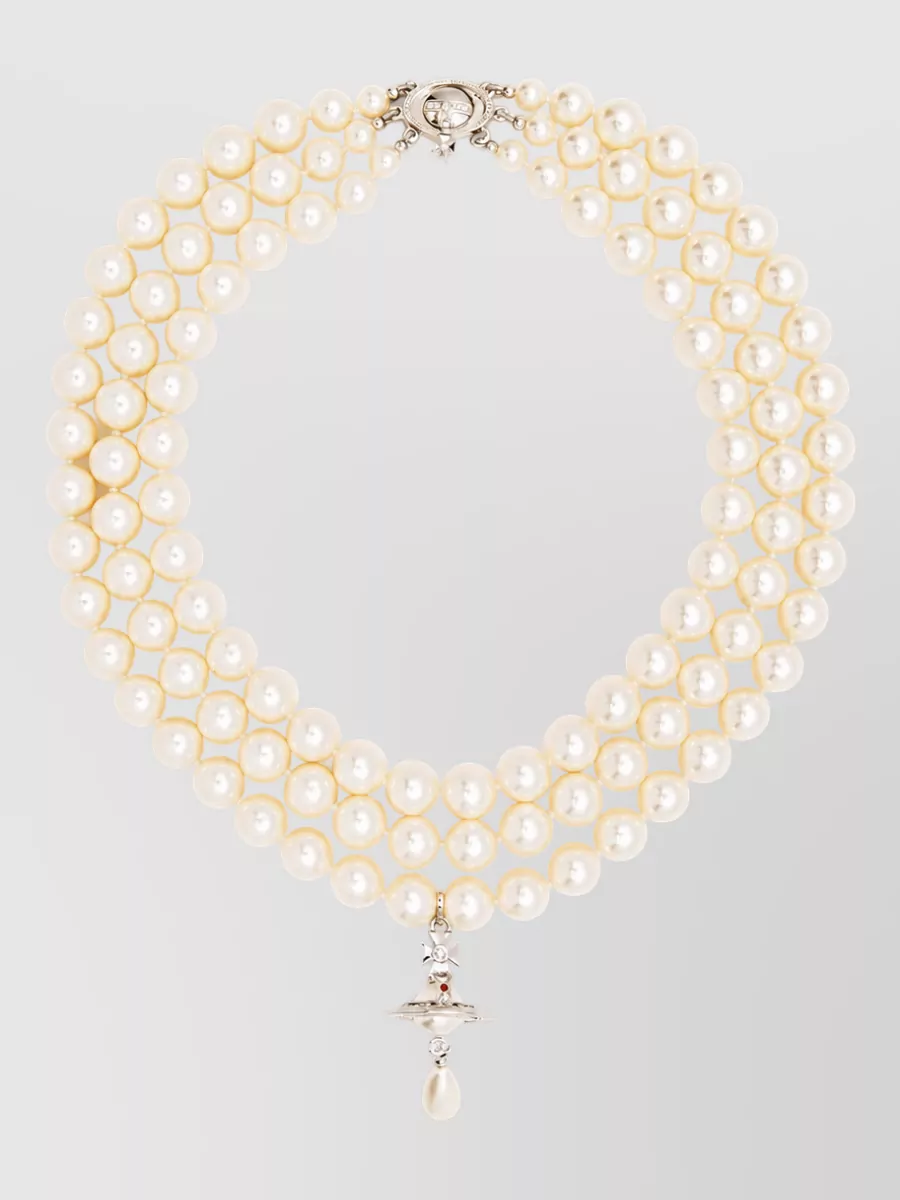 Vivienne Westwood three row pearl drop choker necklace