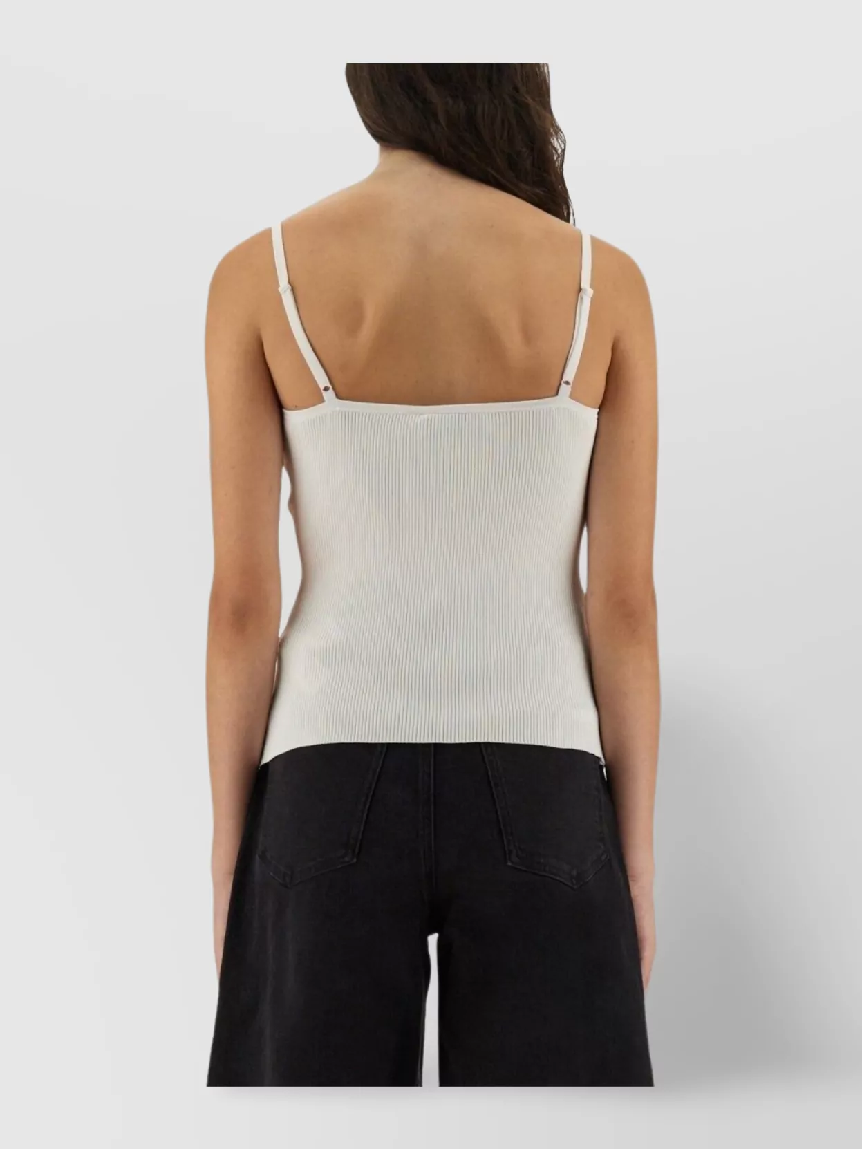 Self-Portrait Ribbed Lace-Trim V-Neck Tank Top