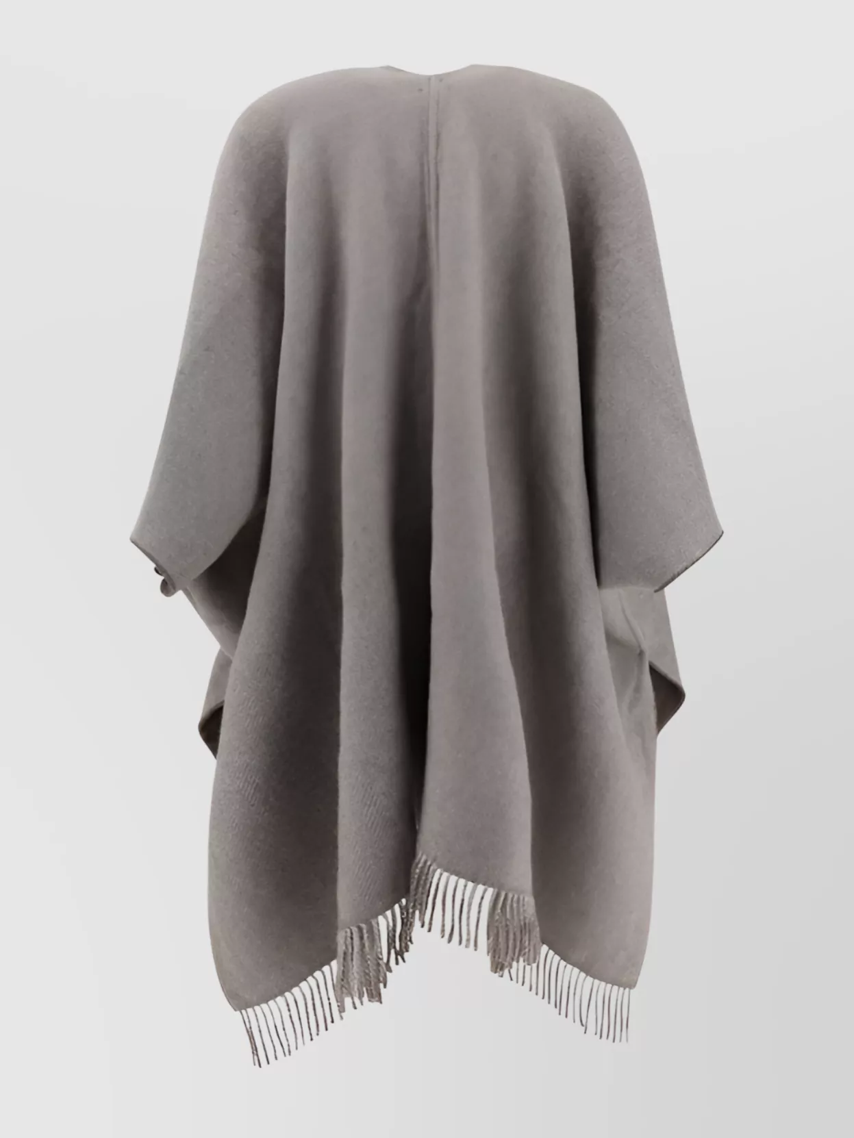 Brunello Cucinelli Reversible Cashmere Poncho Fringe Detail In Brown