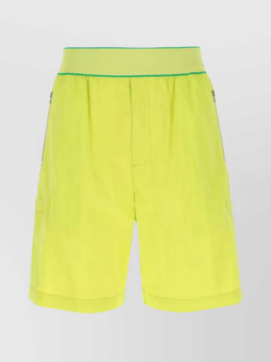 Shop Bottega Veneta Tech Trim Nylon Bermuda Shorts In Green