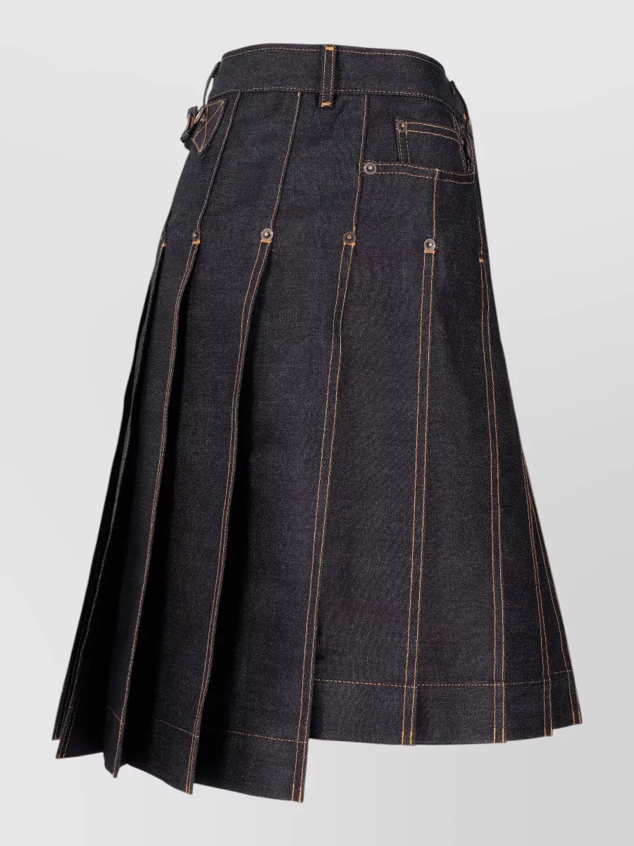 Thom Browne Denim Bermuda Pleated Skirt