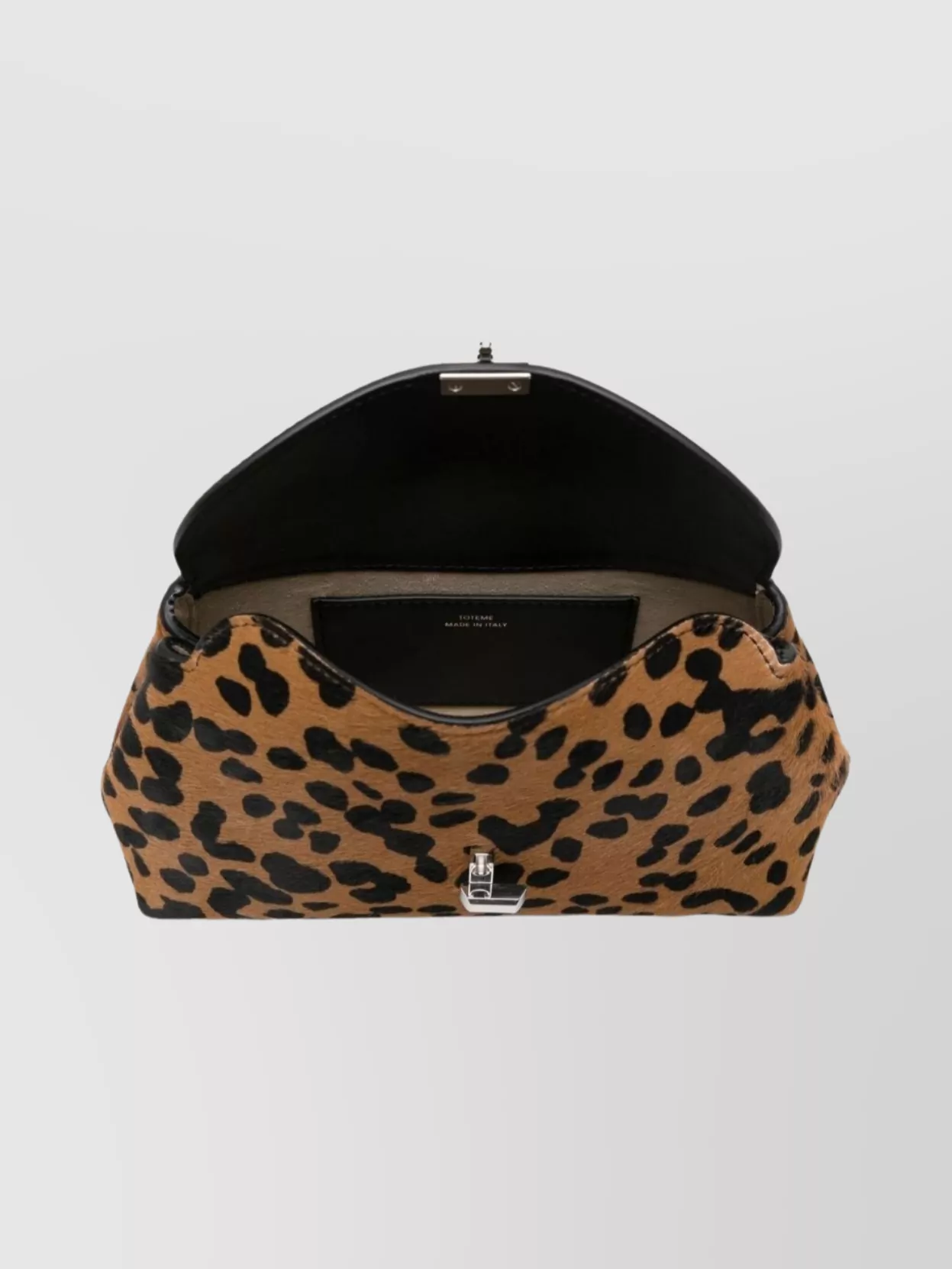 Totême Foldover Top Leopard-Print Clutch Bag Metal Hardware