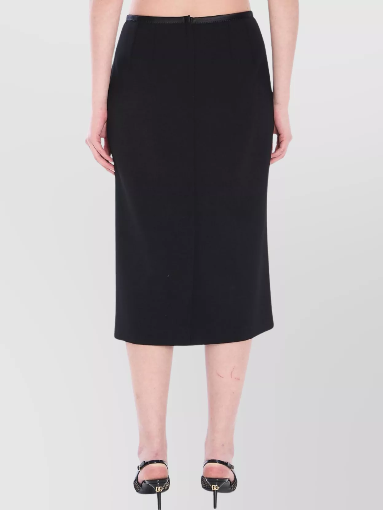 Dolce&Gabbana Wool Crepe Pencil Skirt With Satin Edges