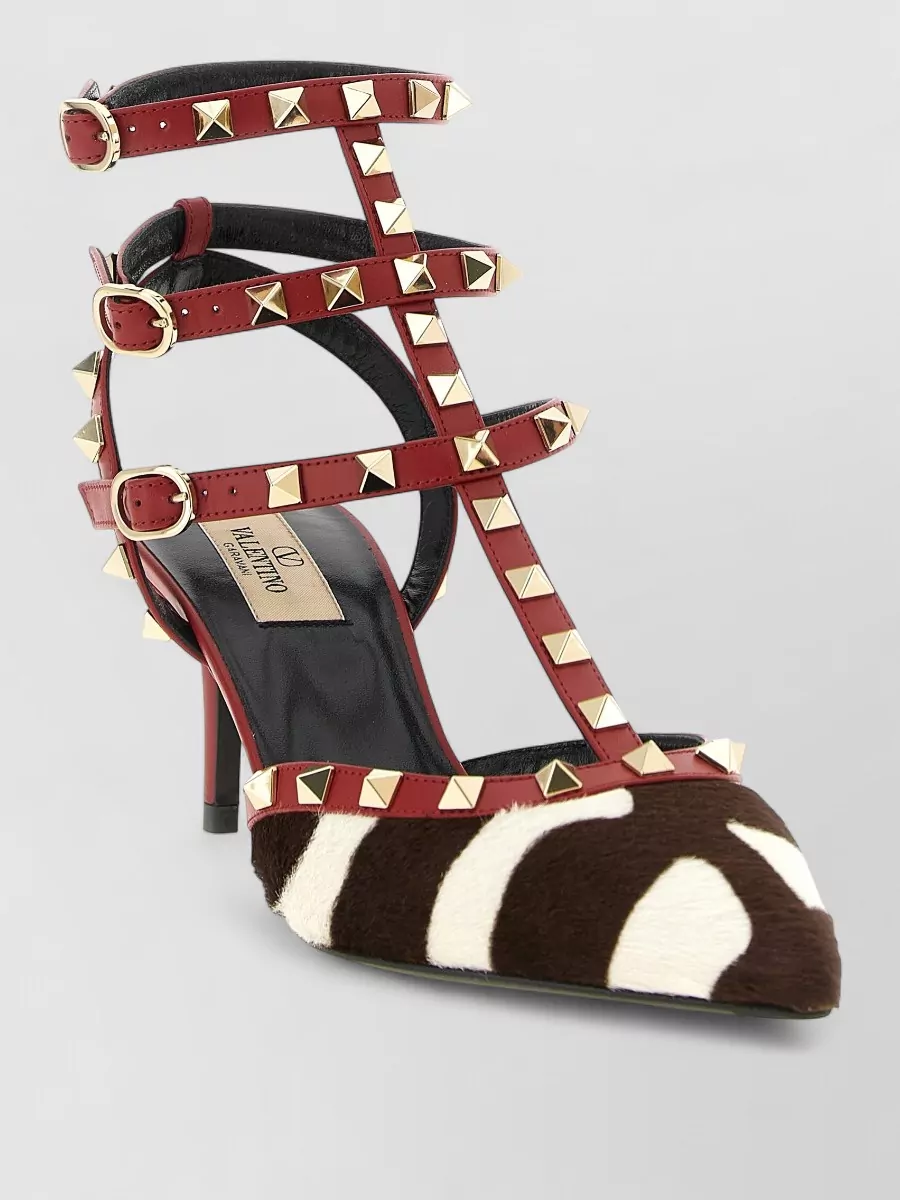 Valentino Garavani Leather Animal-Print Rockstud Pumps