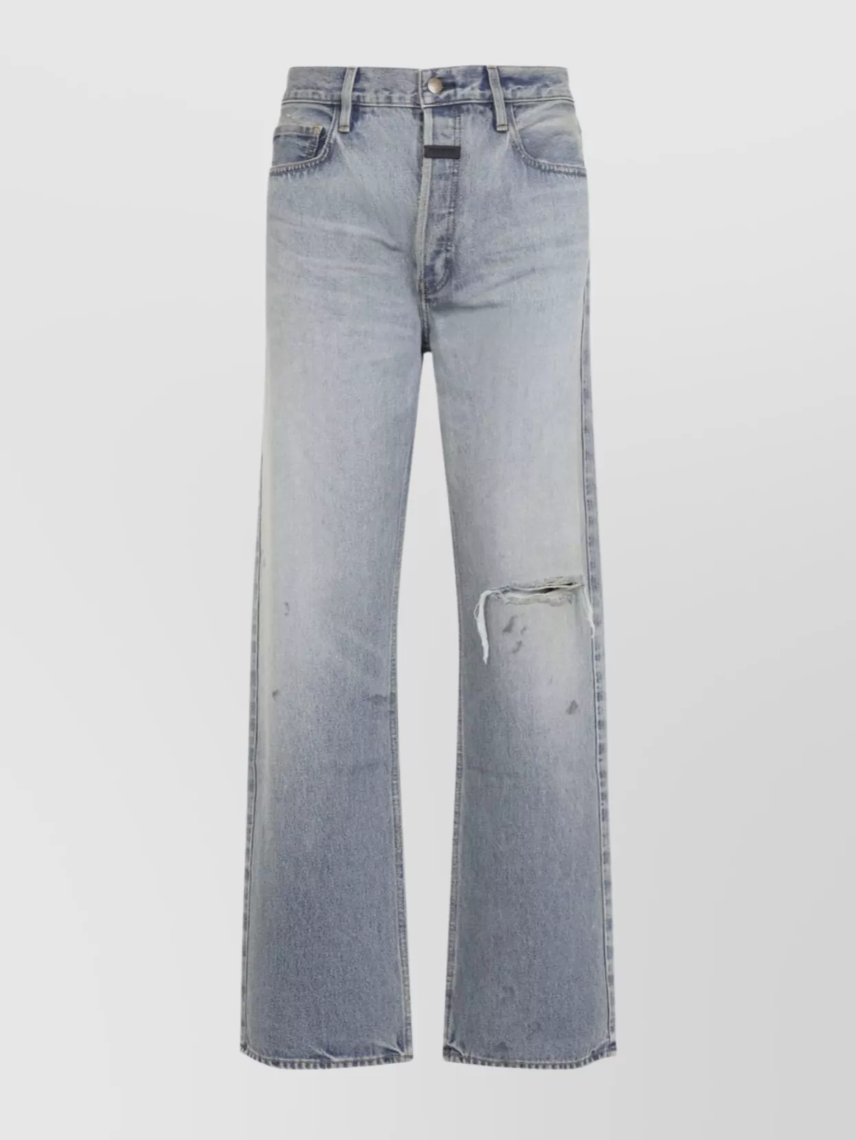 Fear Of God Straight Leg Five Pocket Distressed Denim