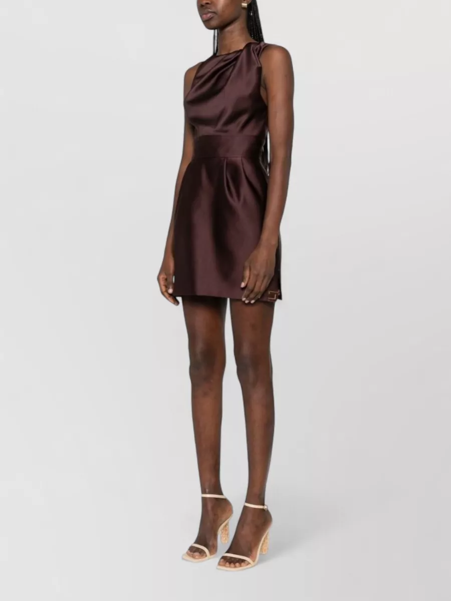 Elisabetta Franchi One Shoulder Satin Mini Dress Sleeveless