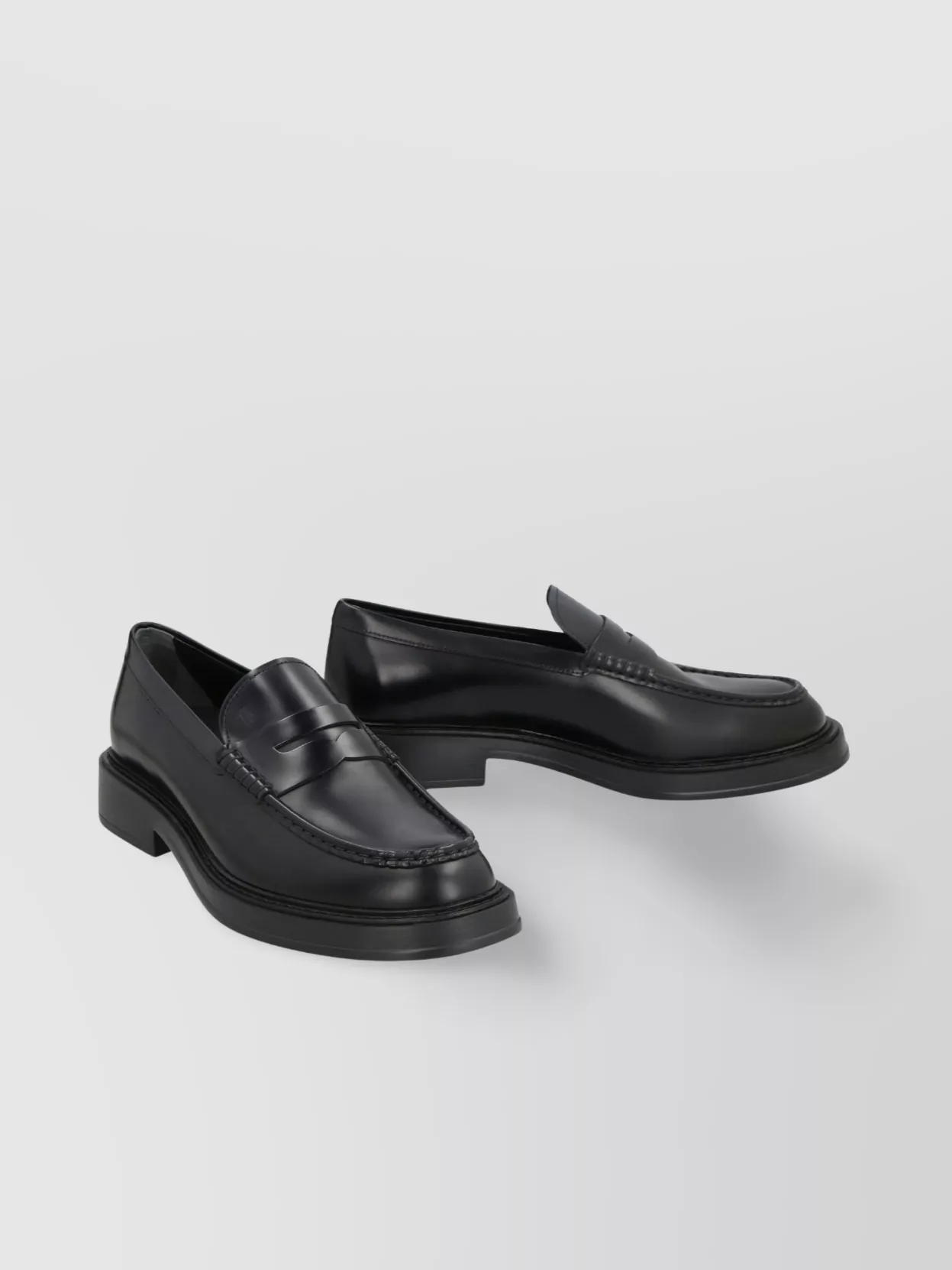 Tod's Block Heel Loafers Penny Strap