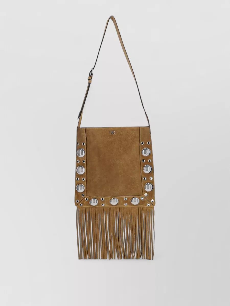 Valentino Garavani Chic Shoulder Bag With Fringe And Studs