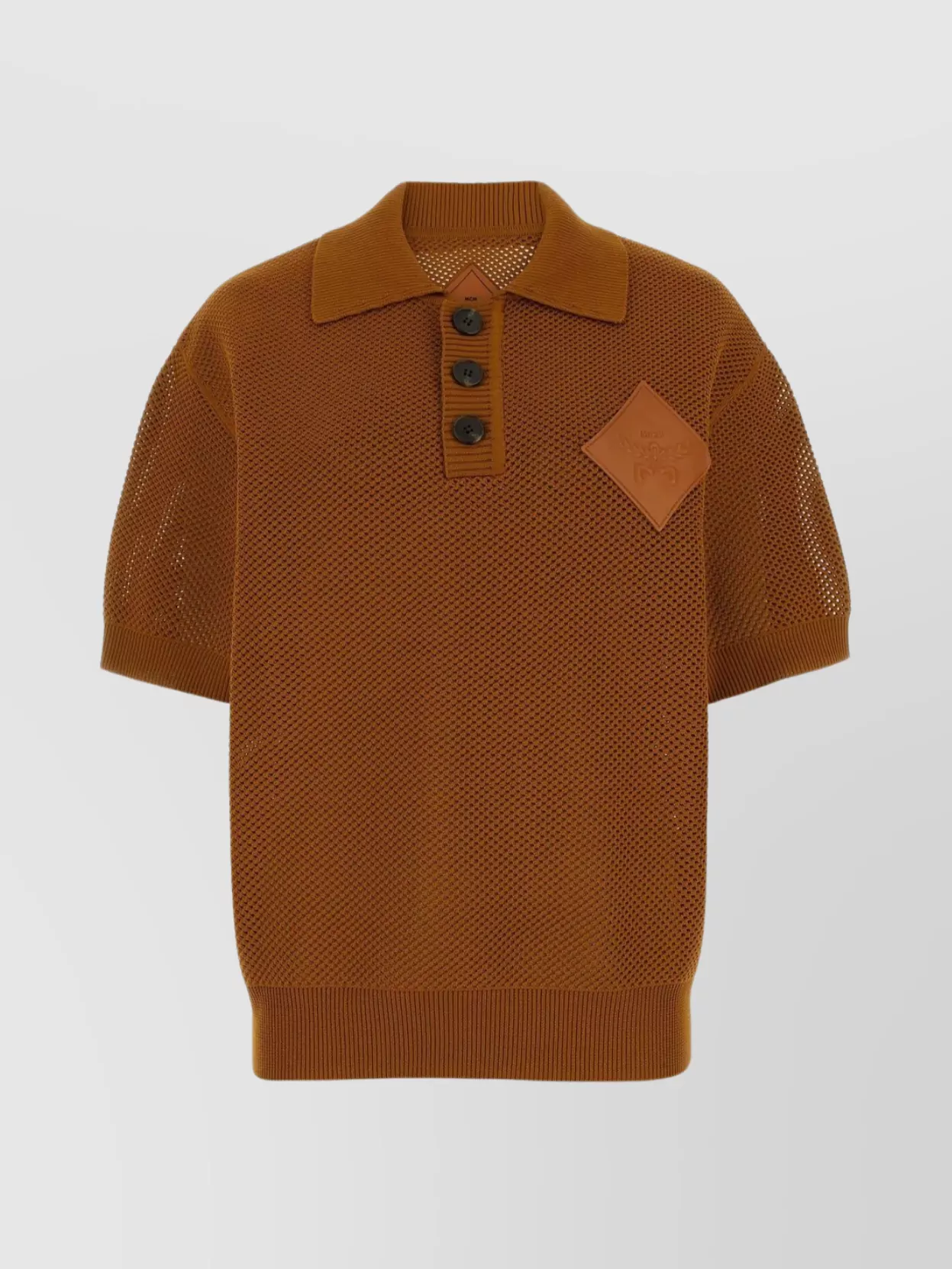 Shop Mcm Loose Fit Polyester Polo Shirt In Brown
