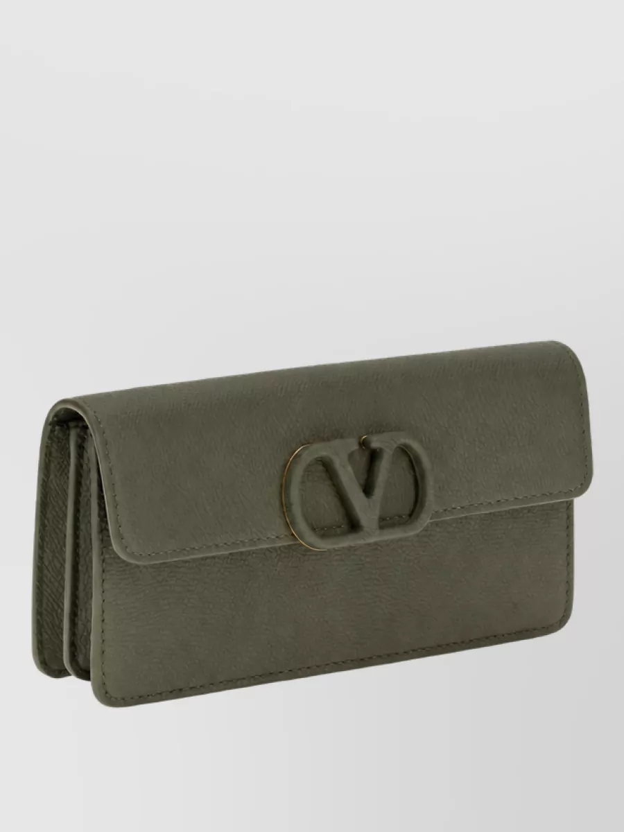 Valentino Garavani Grainy Calf Leather Chain Wallet