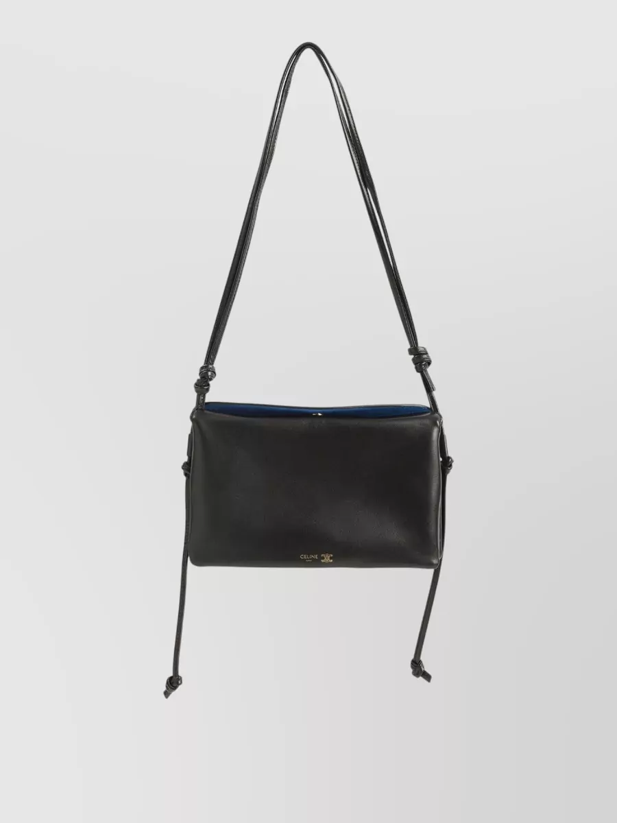 Celine Three Compartment Flap Purse In Black