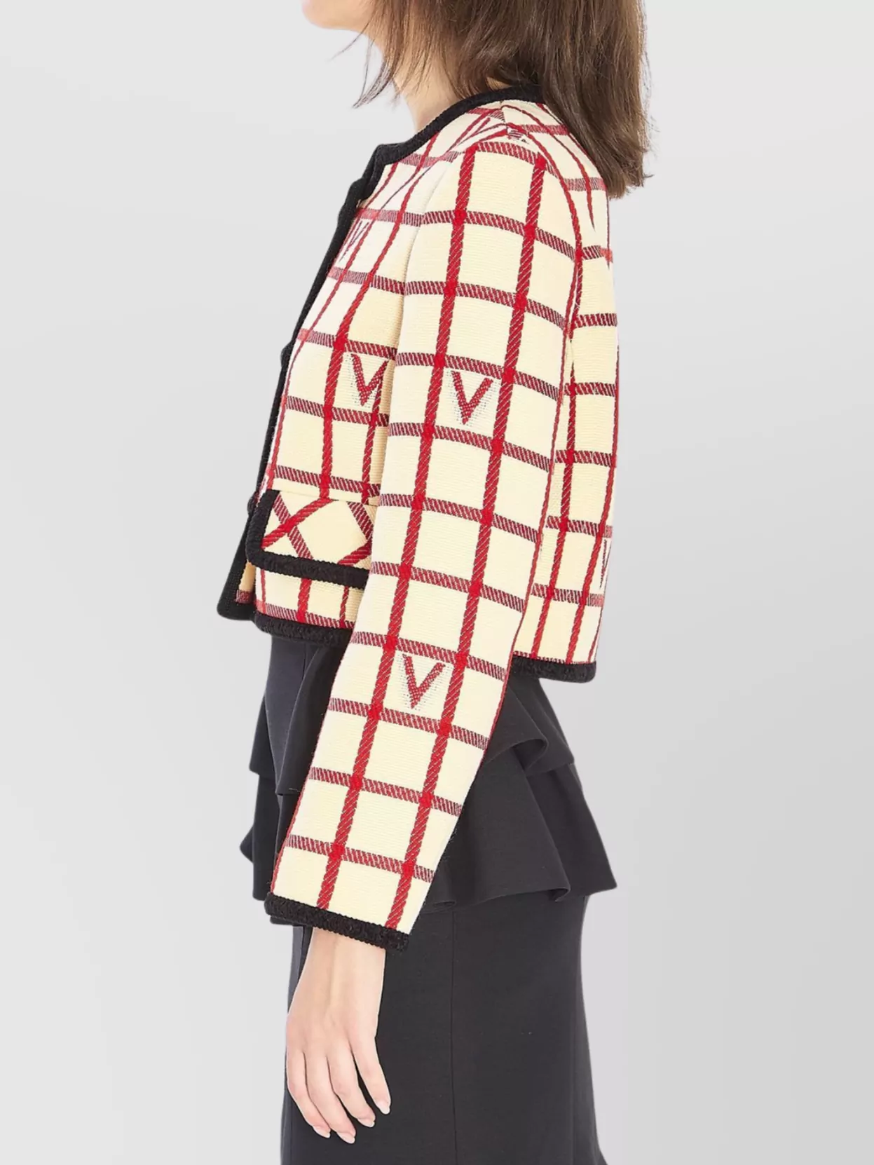 Valentino Garavani Checkered Vlogo Cropped Jacket
