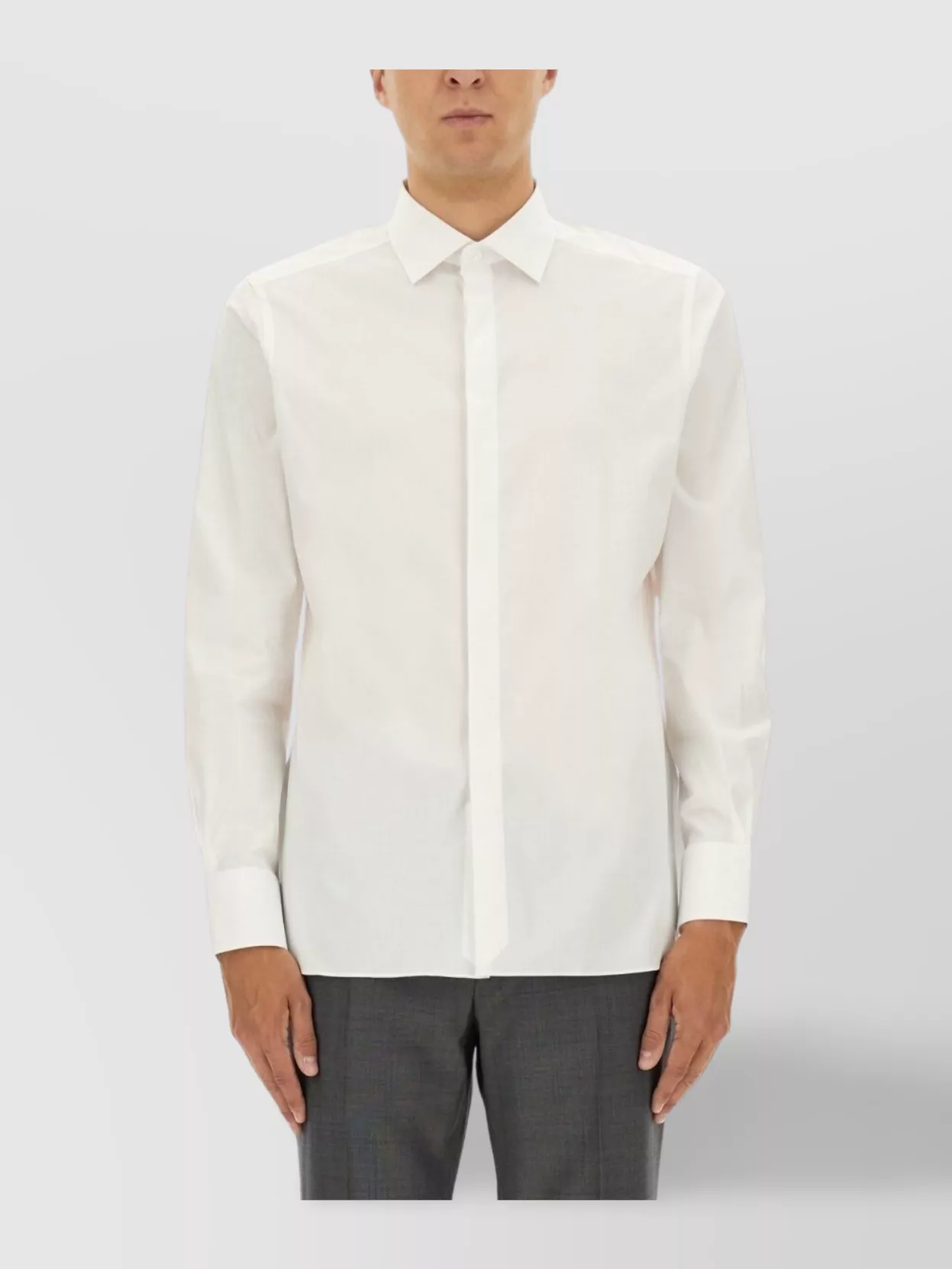Zegna Cotton Shirt Featuring Button-Down Collar