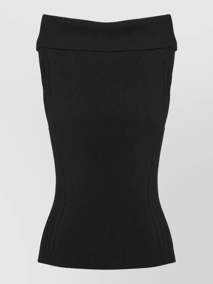 D.exterior ribbed sleeveless knitted top