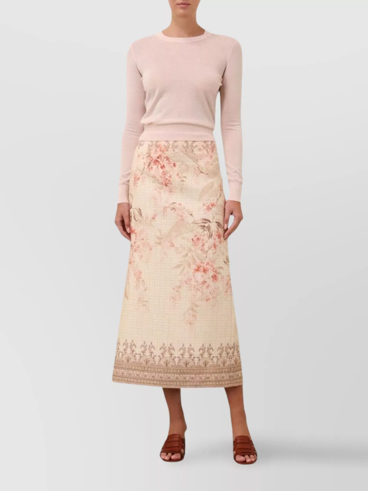 Zimmermann Graphic Floral Linen Pencil Skirt