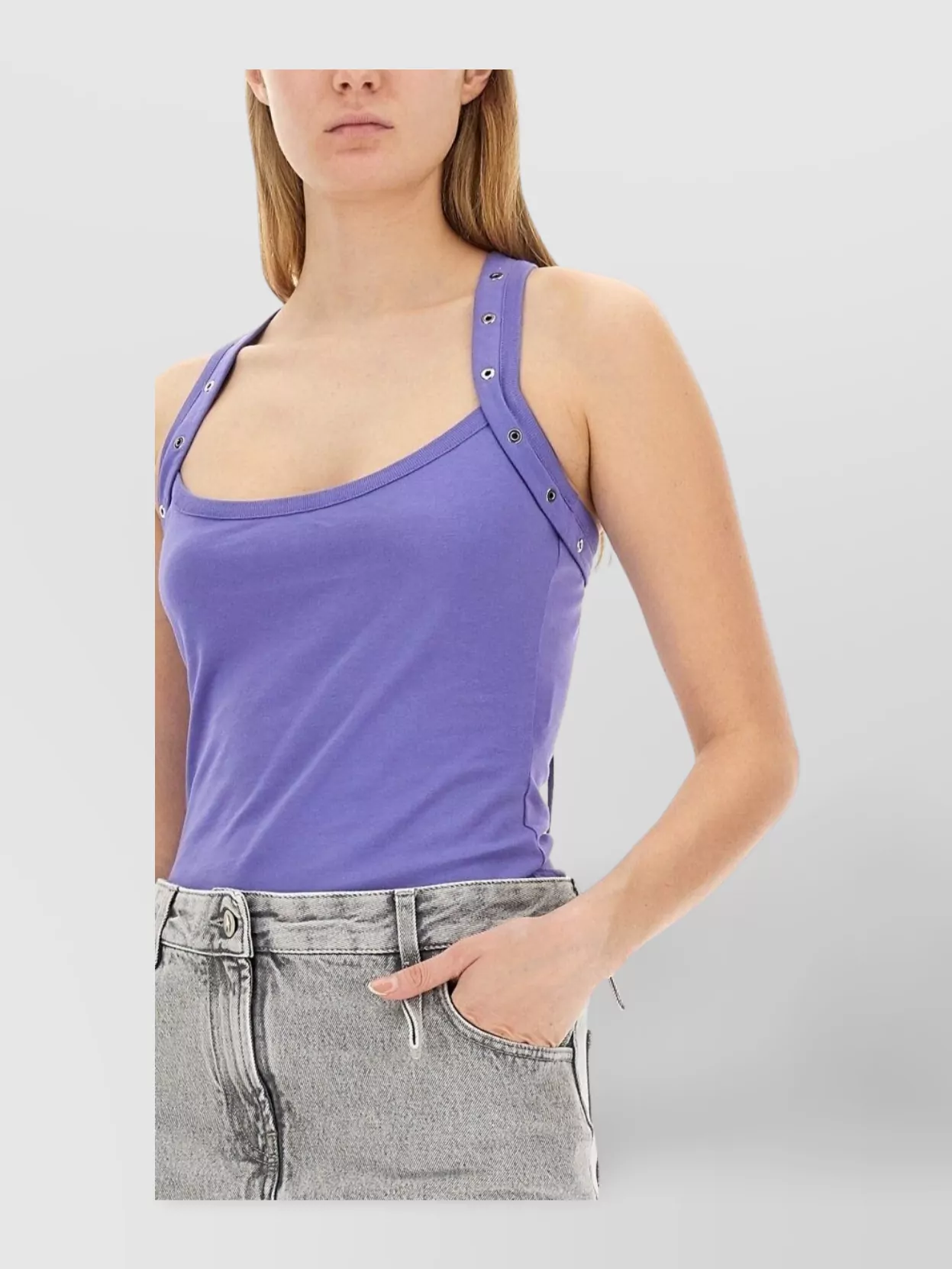Attico Logo Scoop Neckline Sleeveless Fitted Strap Detail
