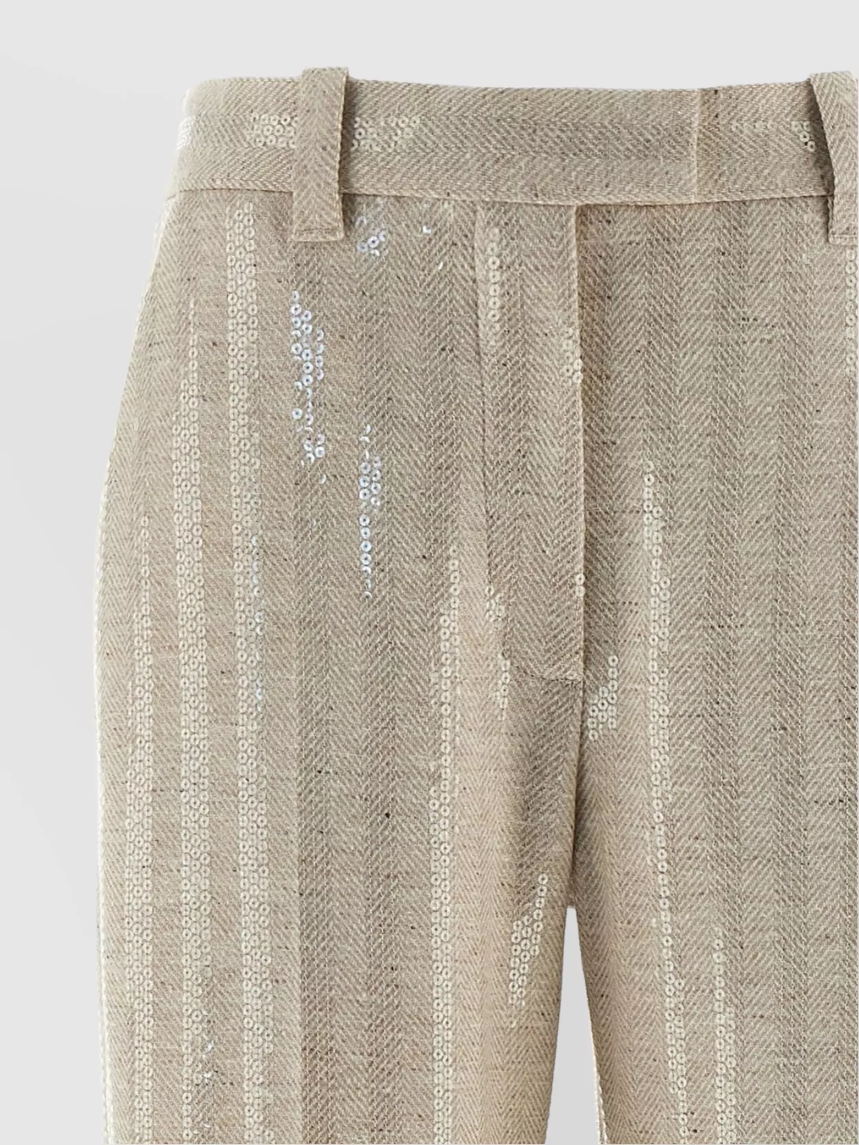 Brunello Cucinelli Herringbone Trousers With Straight Leg And Pockets In Neutral
