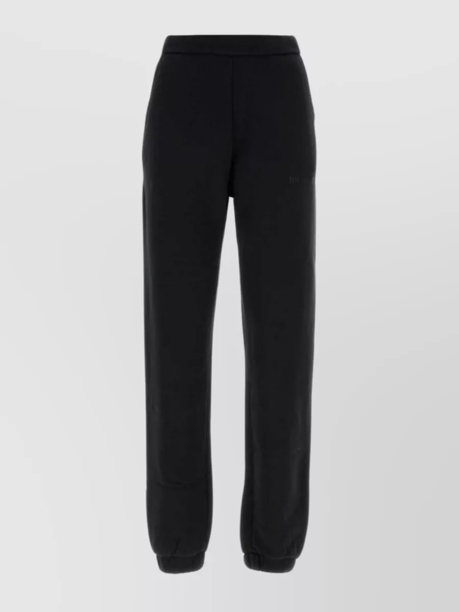 Shop Attico Cotton Joggers With Elastic Waistband And Cuffs In Black