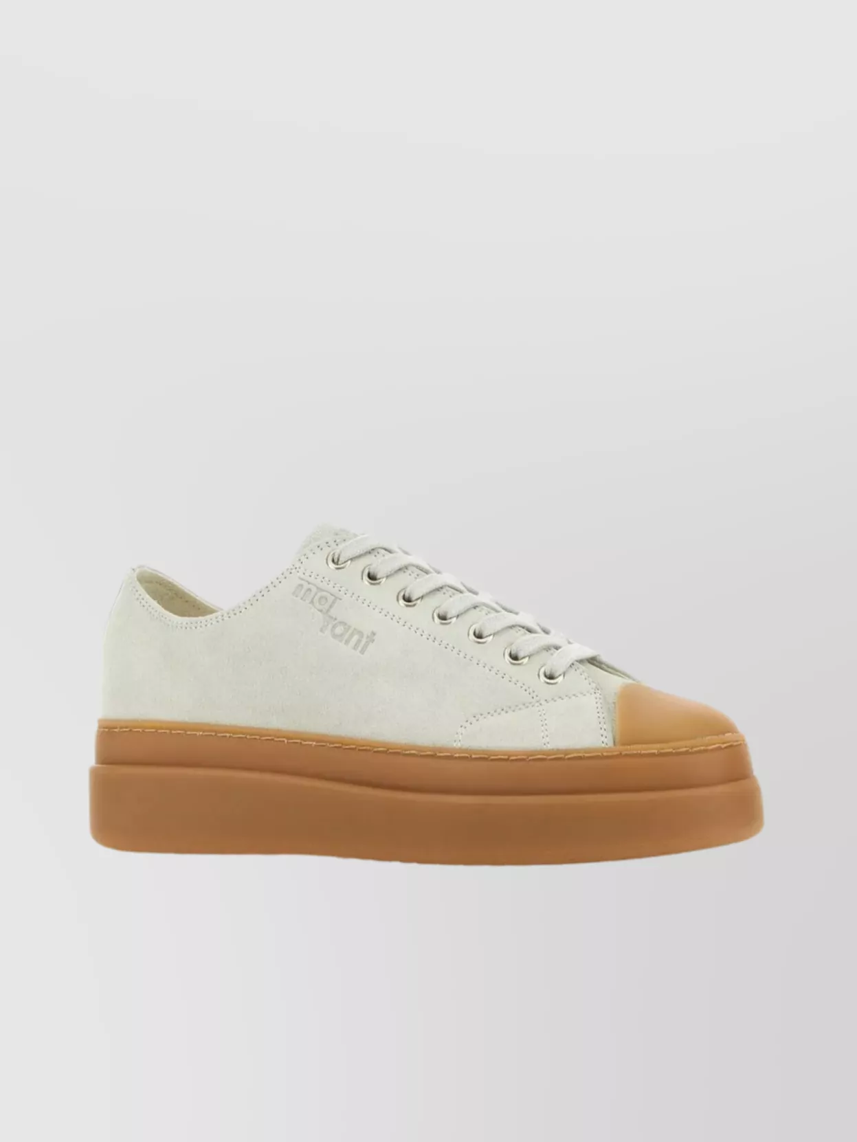 Shop Isabel Marant Low-top Suede Sneakers With Round Toe And Contrast Sole In Cream