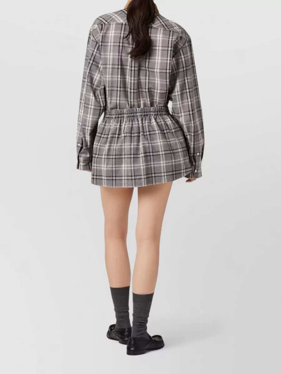 Miu Miu Long Sleeve Plaid Shirt With Chest Pockets