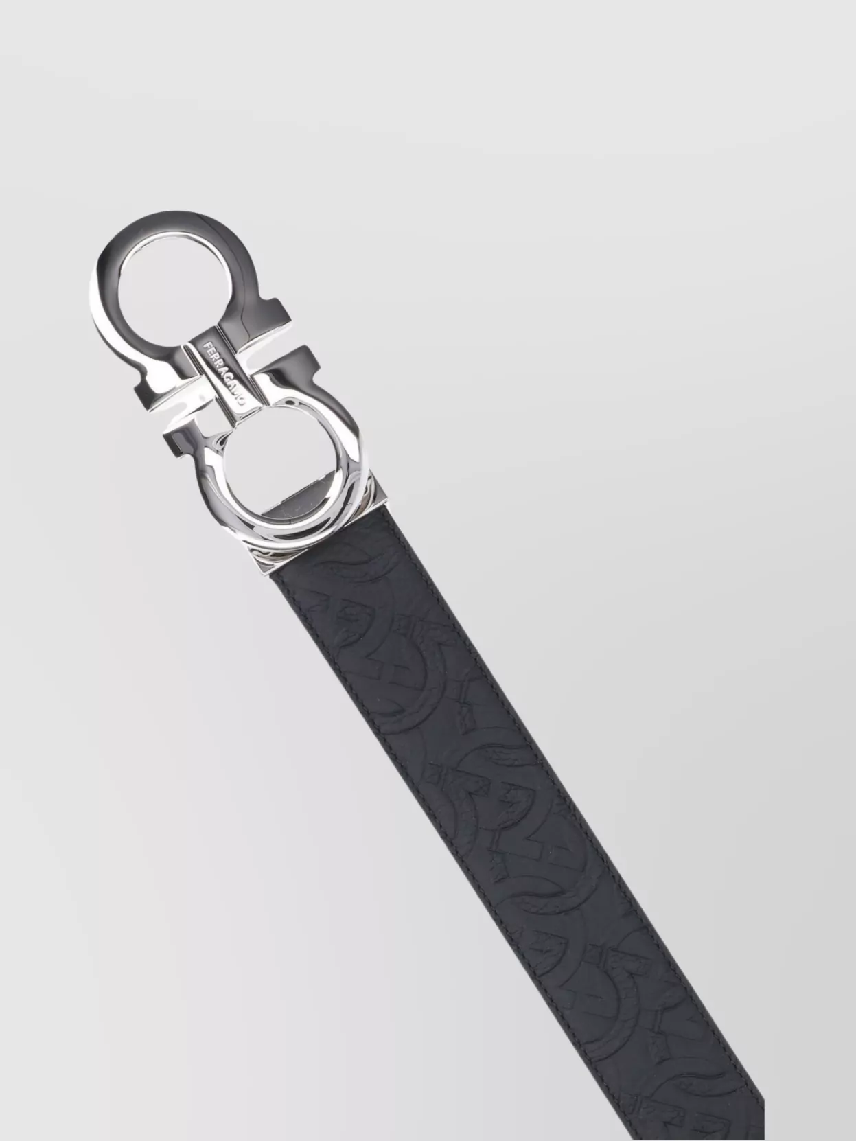 Ferragamo Embossed Buckle Belts Silver Tone
