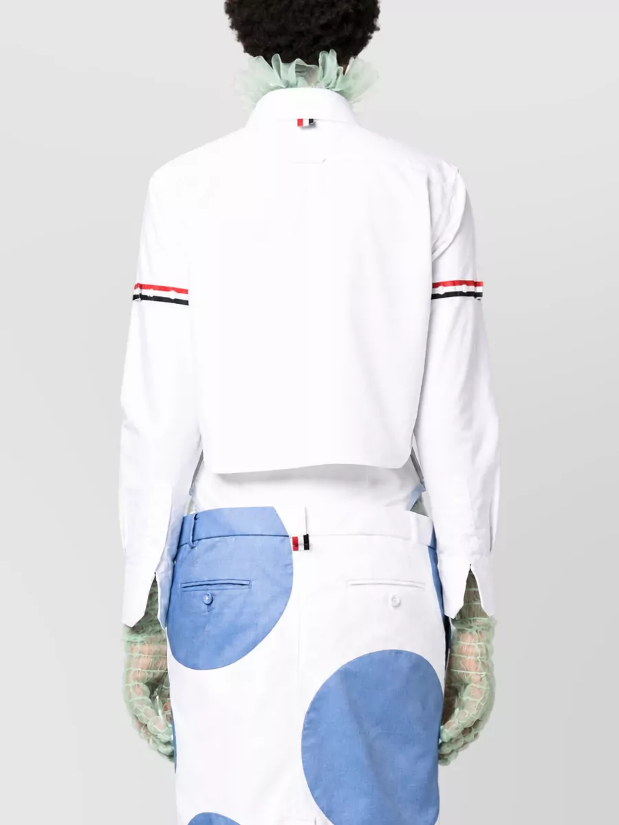 Thom Browne Cropped Round Collar Cotton Shirt