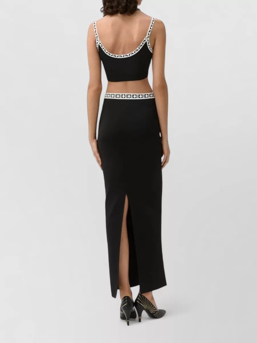Versace Jacquard-Knit Logo-Embroidered Long Skirt