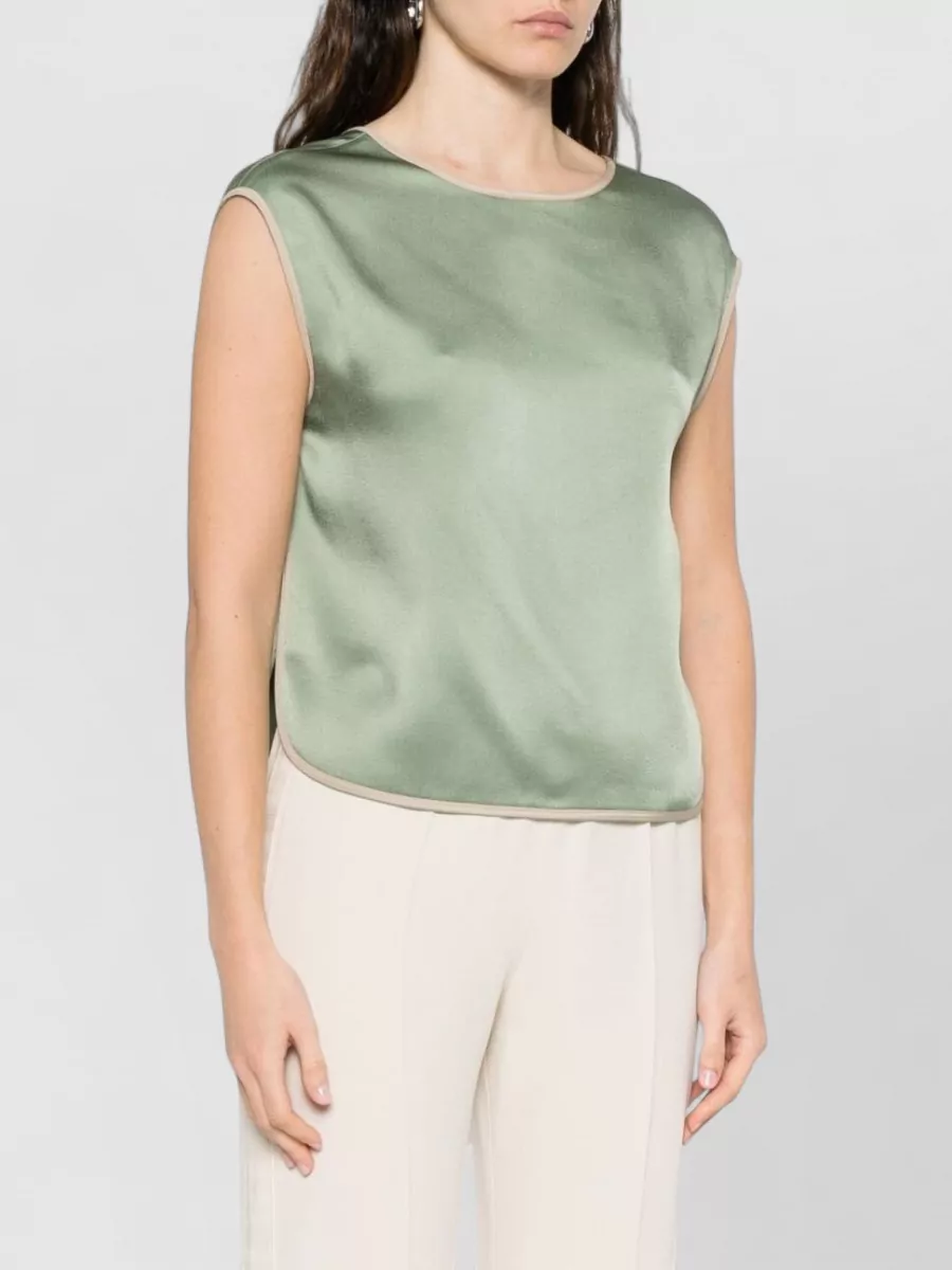Forte Forte Sleeveless Top Satin Finish Contrast Piping