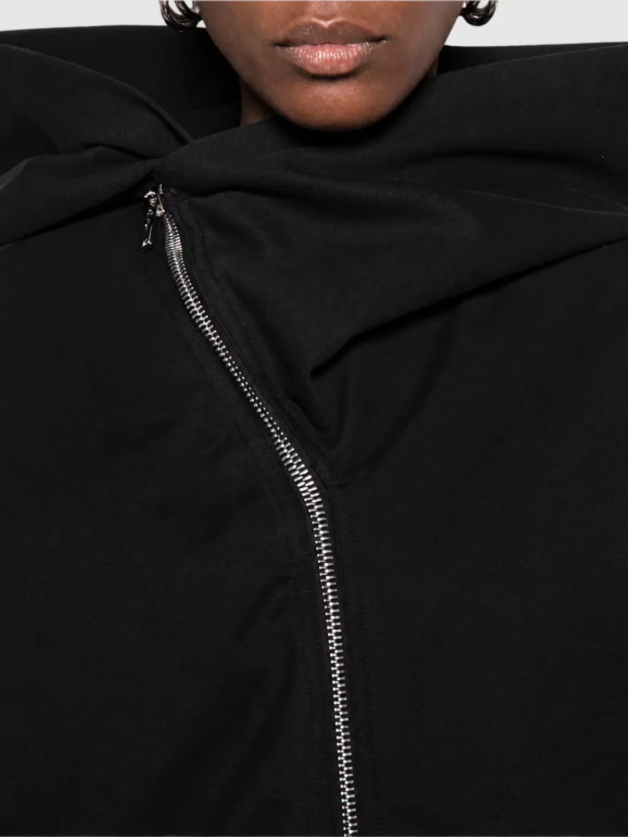 Rick Owens Drkshdw Cotton Oversized Hooded Asymmetric Zip Jacket