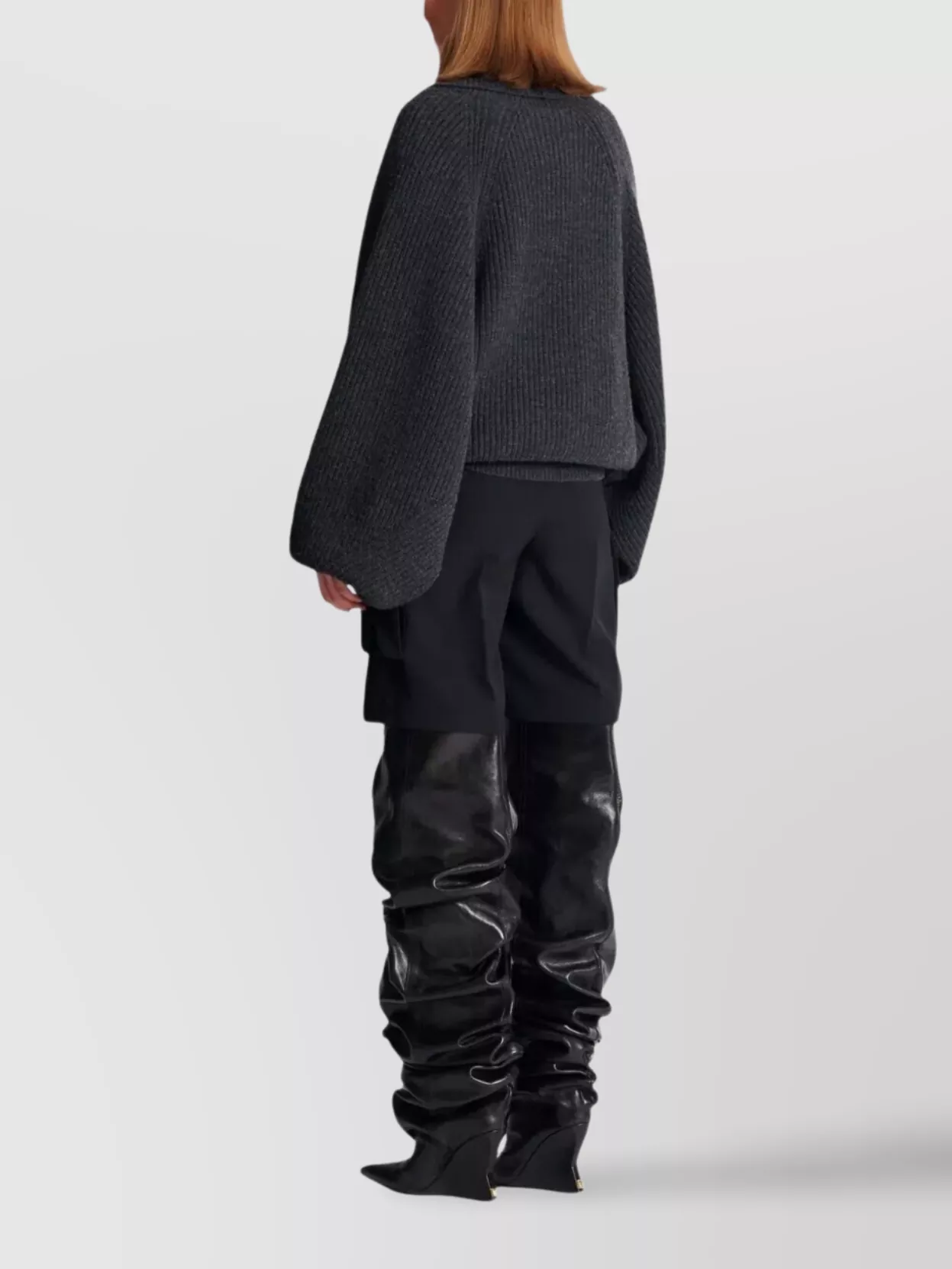 Balmain Oversized Ribbed Knit Pullover With Shawl Collar