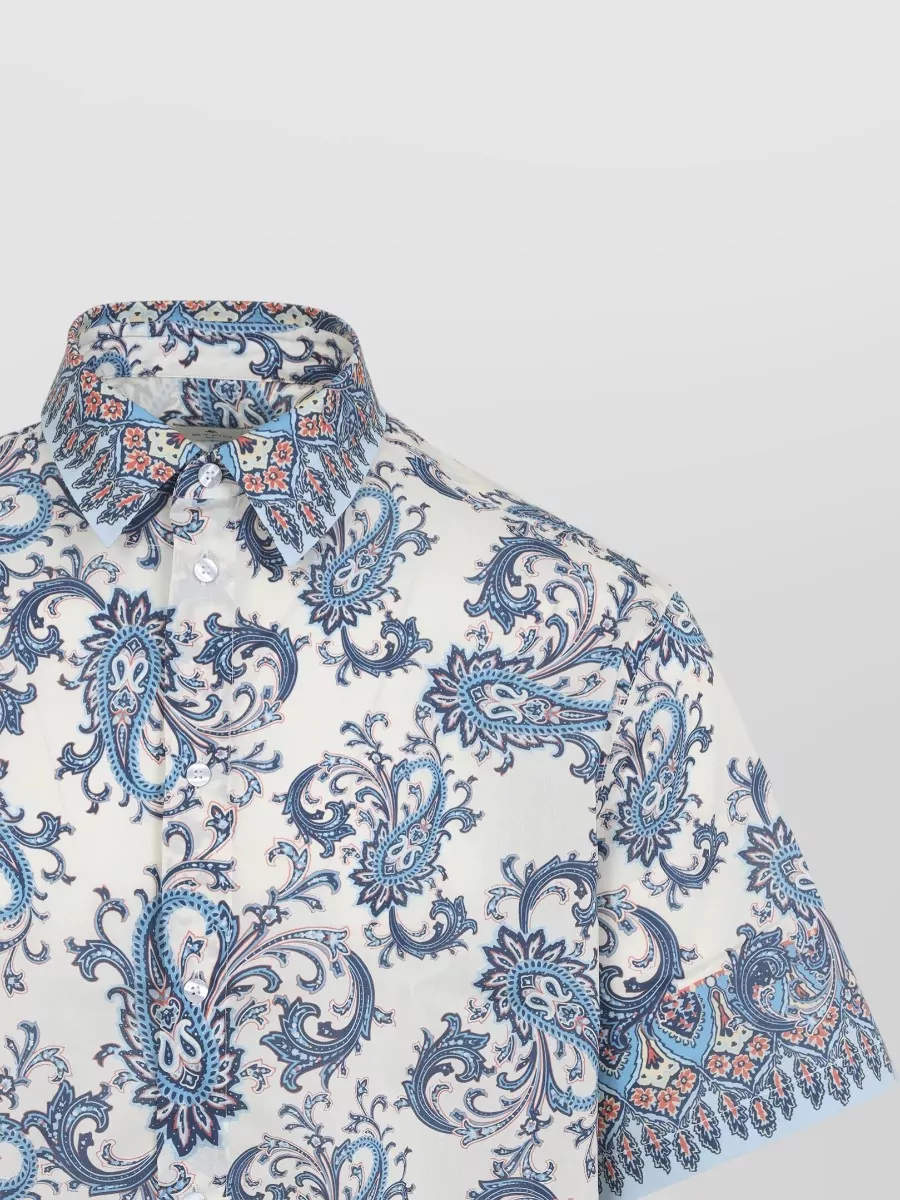 Etro Cotton Floral Paisley Short-Sleeve Shirt