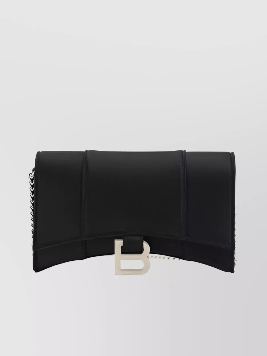 Shop Balenciaga Curved Flap Wallet Chain