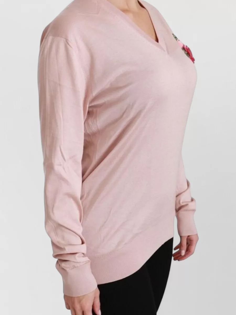 Dolce&Gabbana Silk Floral Appliqué Sweater