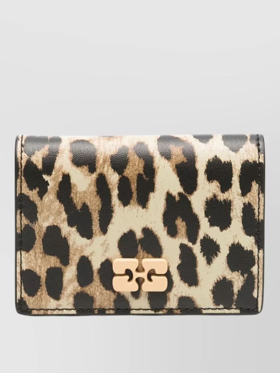 Ganni leopard-print leather card holder