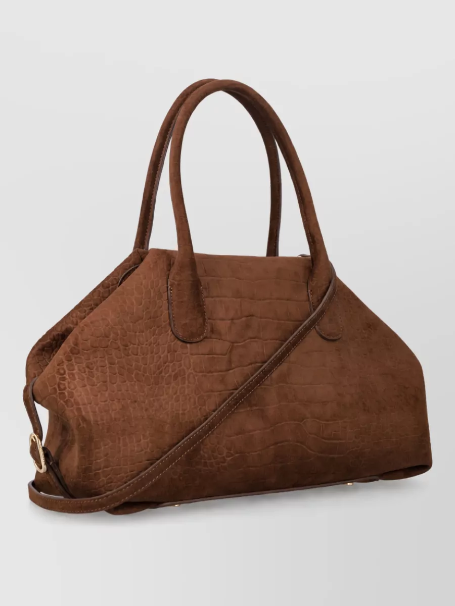 Themoiré Medium Crocodile-Effect Suede Shoulder Bag