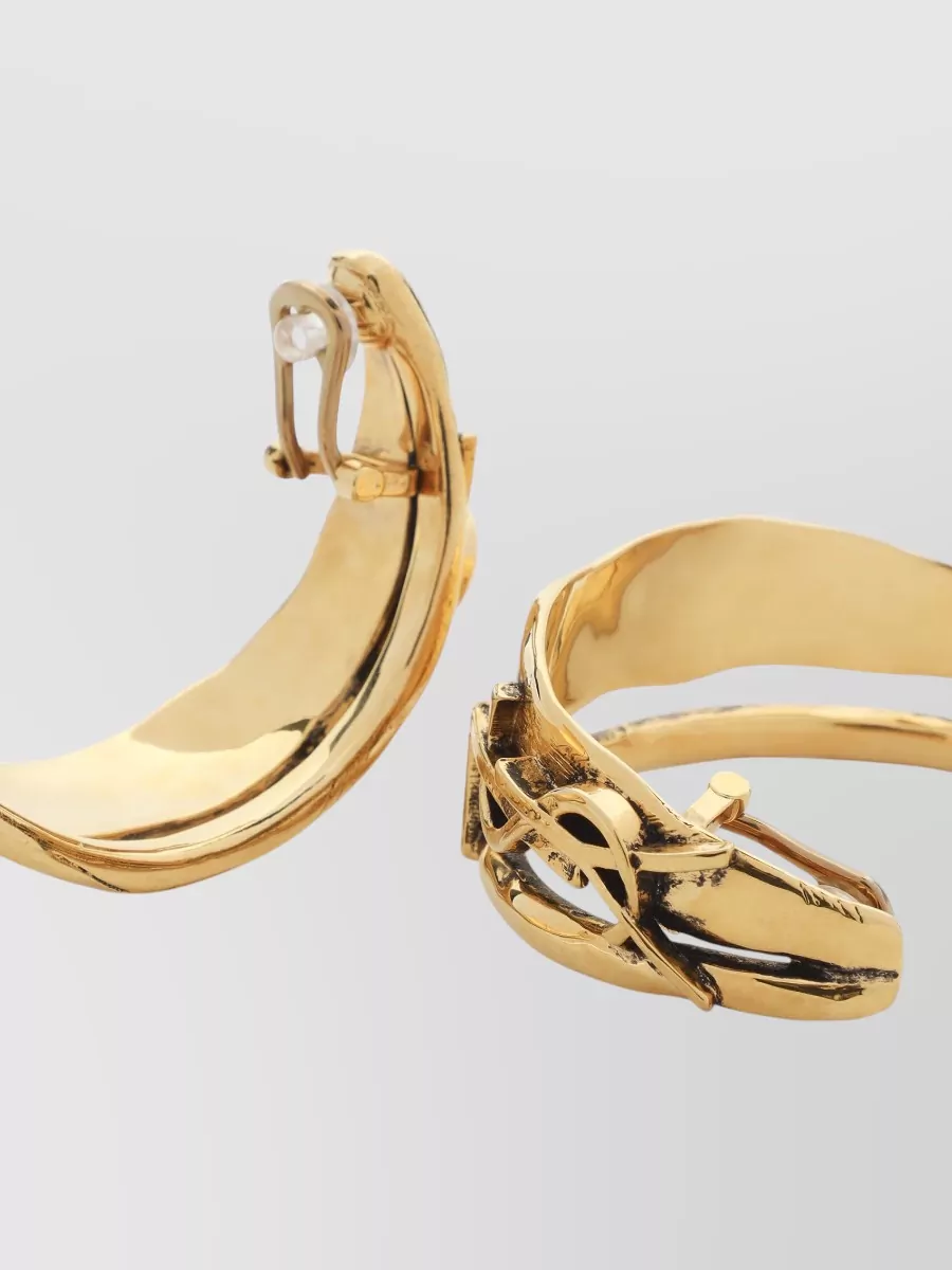 Saint Laurent Sculptural Cassandre Hoop Charm Earrings