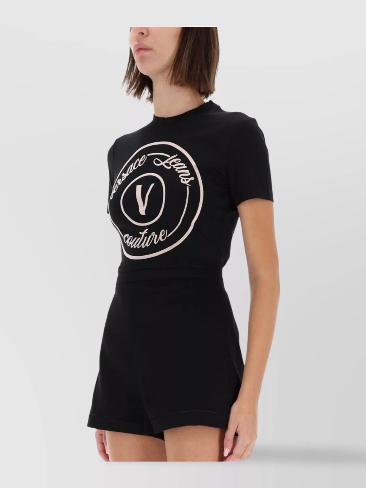 Versace Jeans Couture Fitted Short Sleeve Crew Neck Top