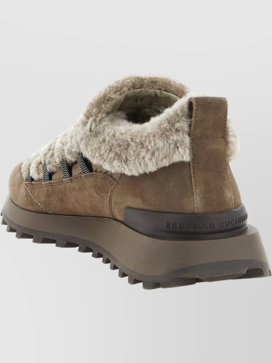 Brunello Cucinelli Suede Shearling Sneakers