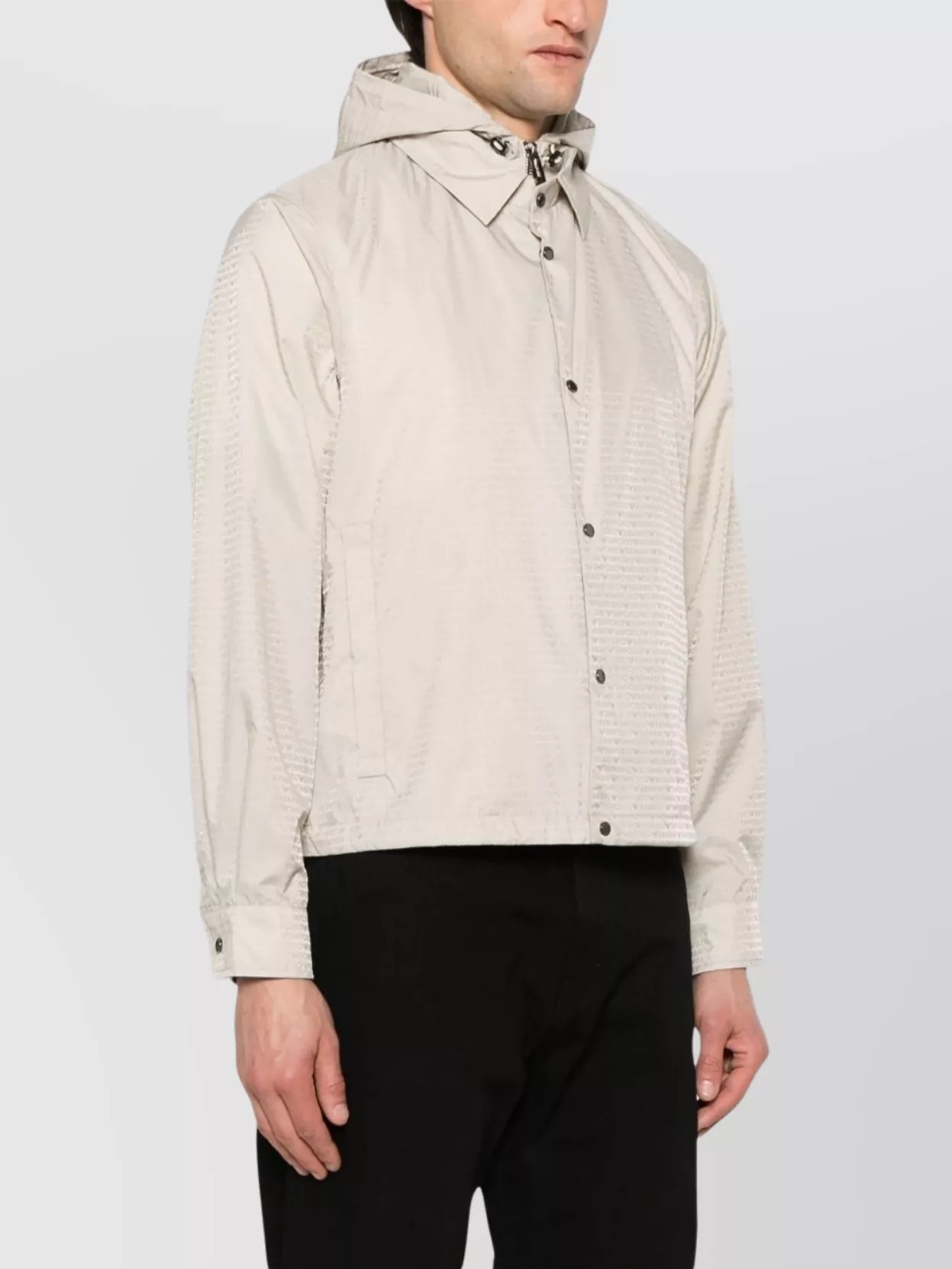 Emporio Armani Nylon Jacket With Adjustable Hem And Detachable Hood