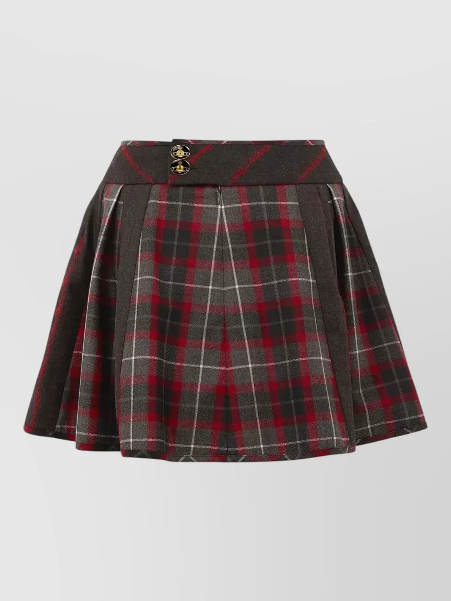 Vivienne Westwood virgin wool pleated tartan mini skirt