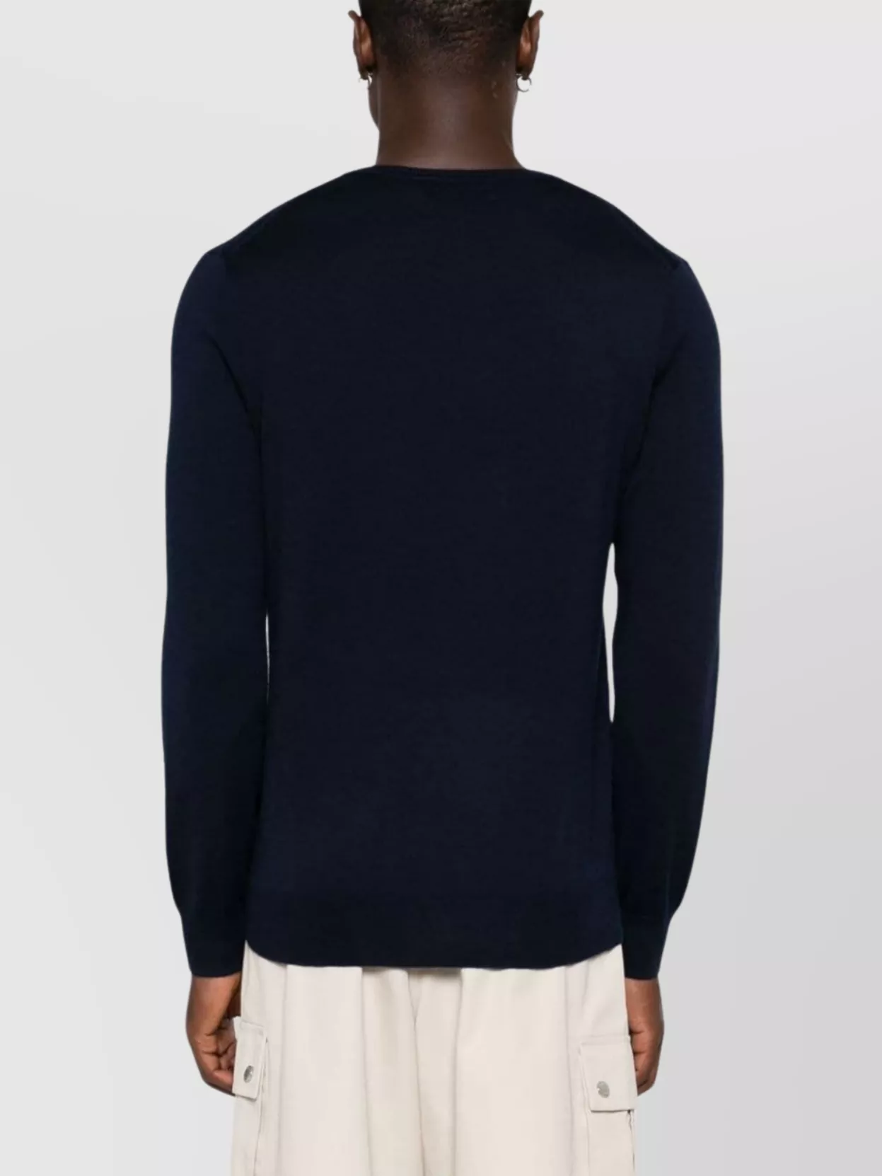 Ralph Lauren Crew Neck Wool Sweater With Ribbed Trim In Black