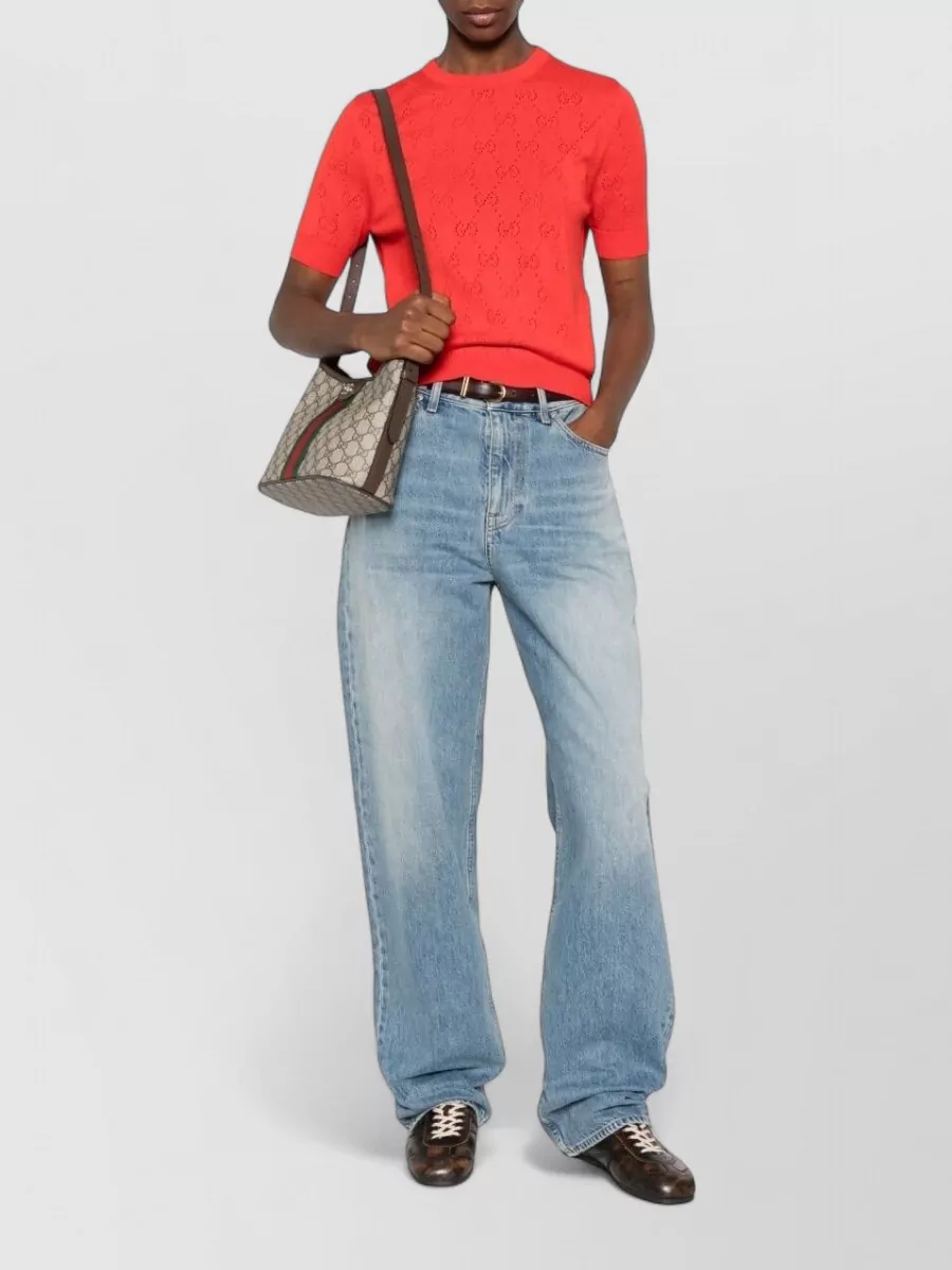 Gucci Silk Knit Short-Sleeve Top