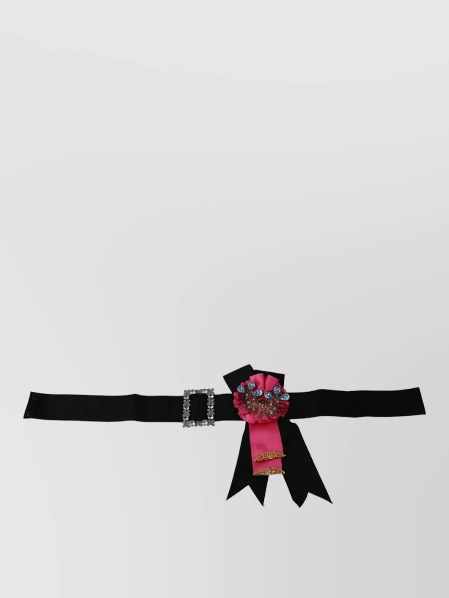 Dolce&Gabbana Crystal-Embellished Floral Brooch Belt