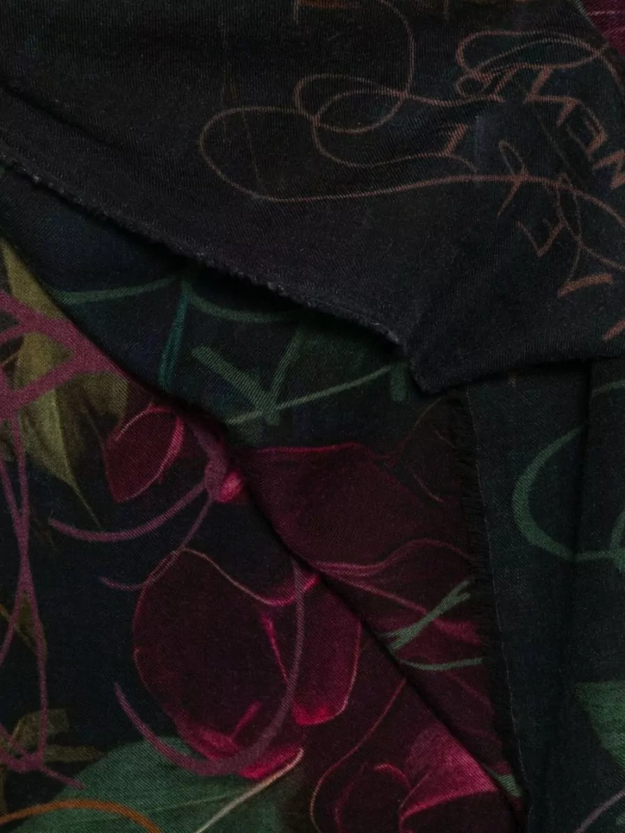 Faliero Sarti Cashmere Floral-Print Fine-Knit Scarf