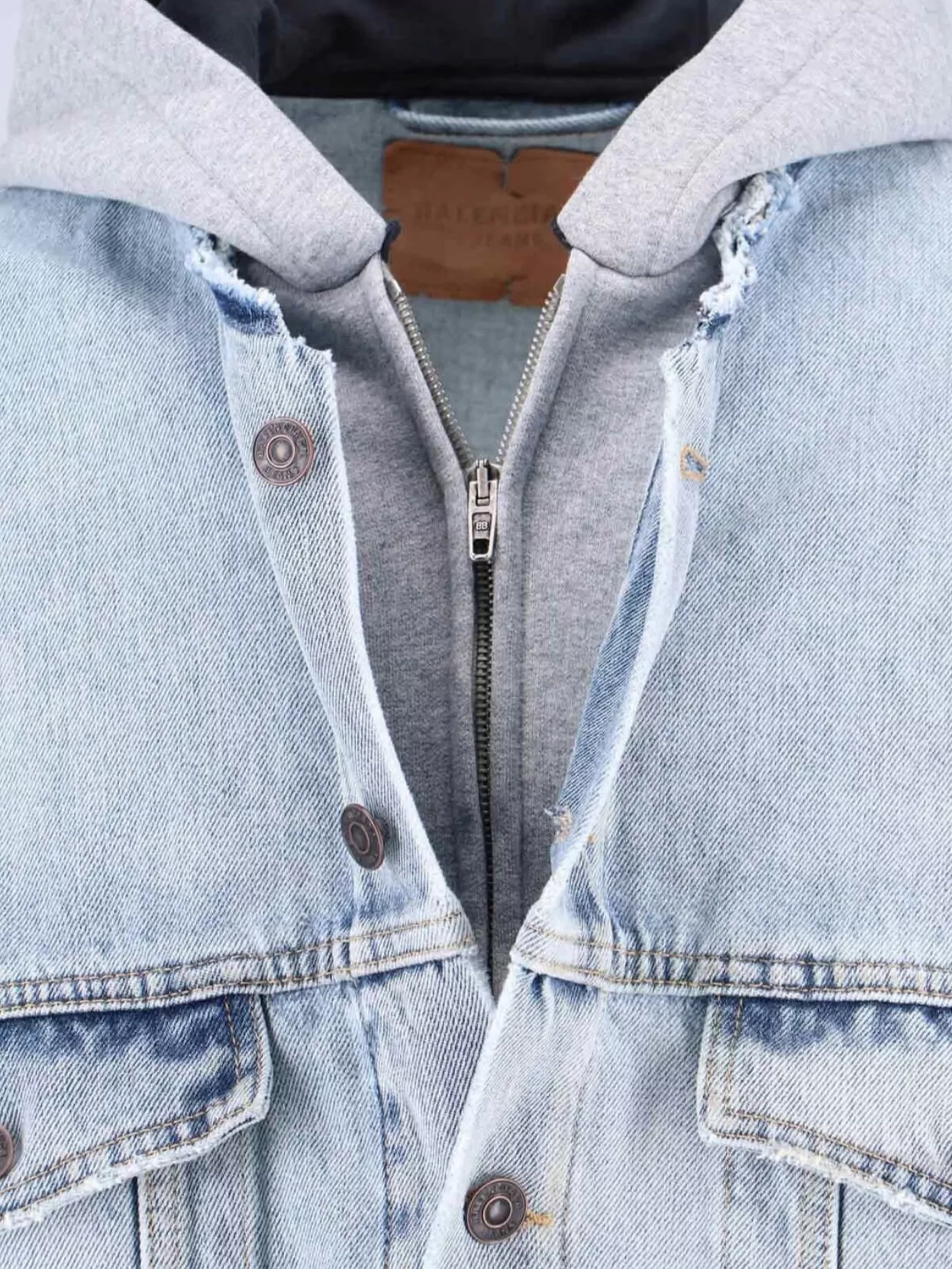 Balenciaga Relaxed Fit Hooded Jacket With Distressed Detailing