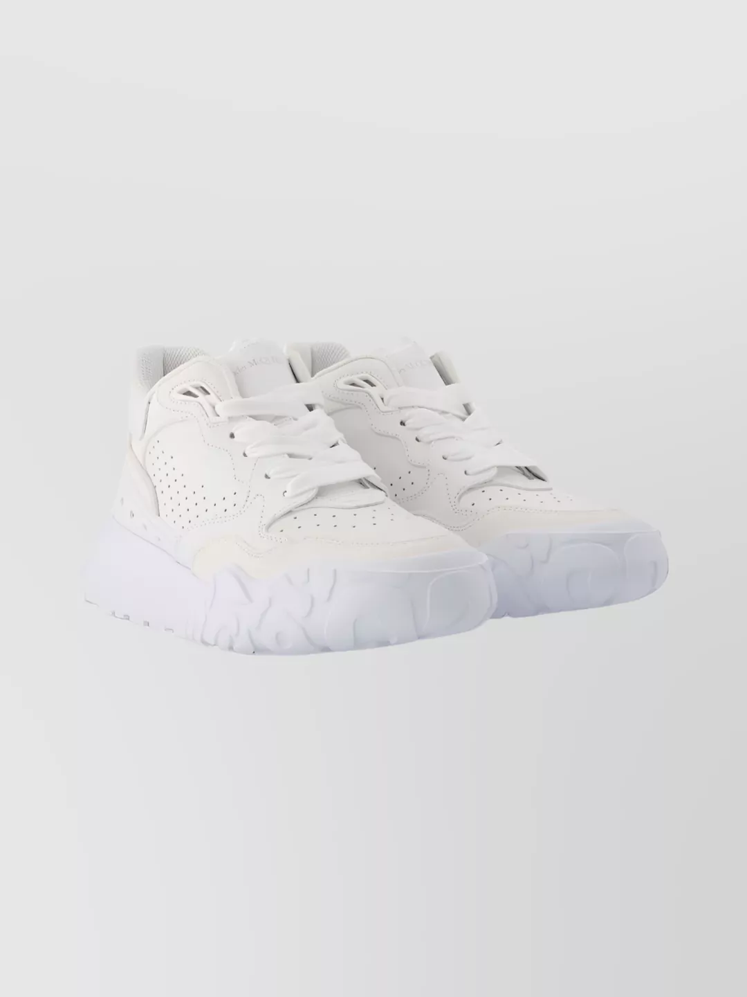 Alexander Mcqueen Chunky Sole Sporty Sneakers In Leather In White