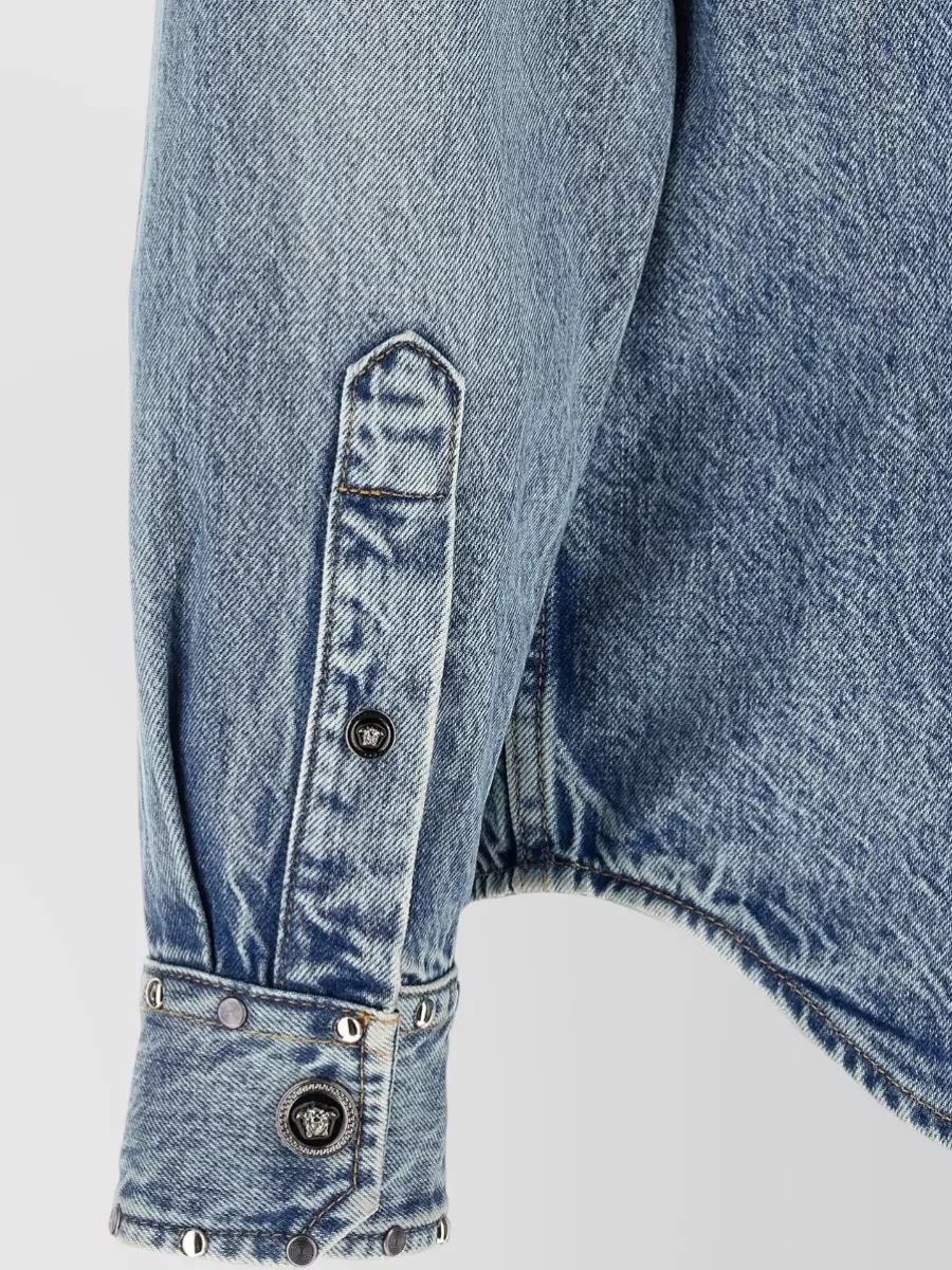 Versace Medusa Shirt Long Sleeves Front Pockets Studs