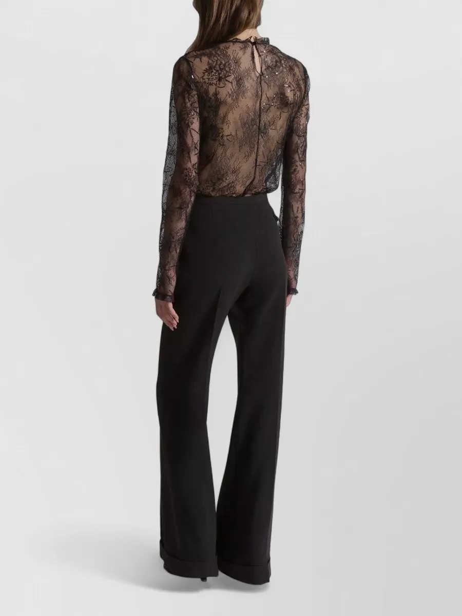 Alberta Ferretti High Waist Wide Leg Cuffed Trousers