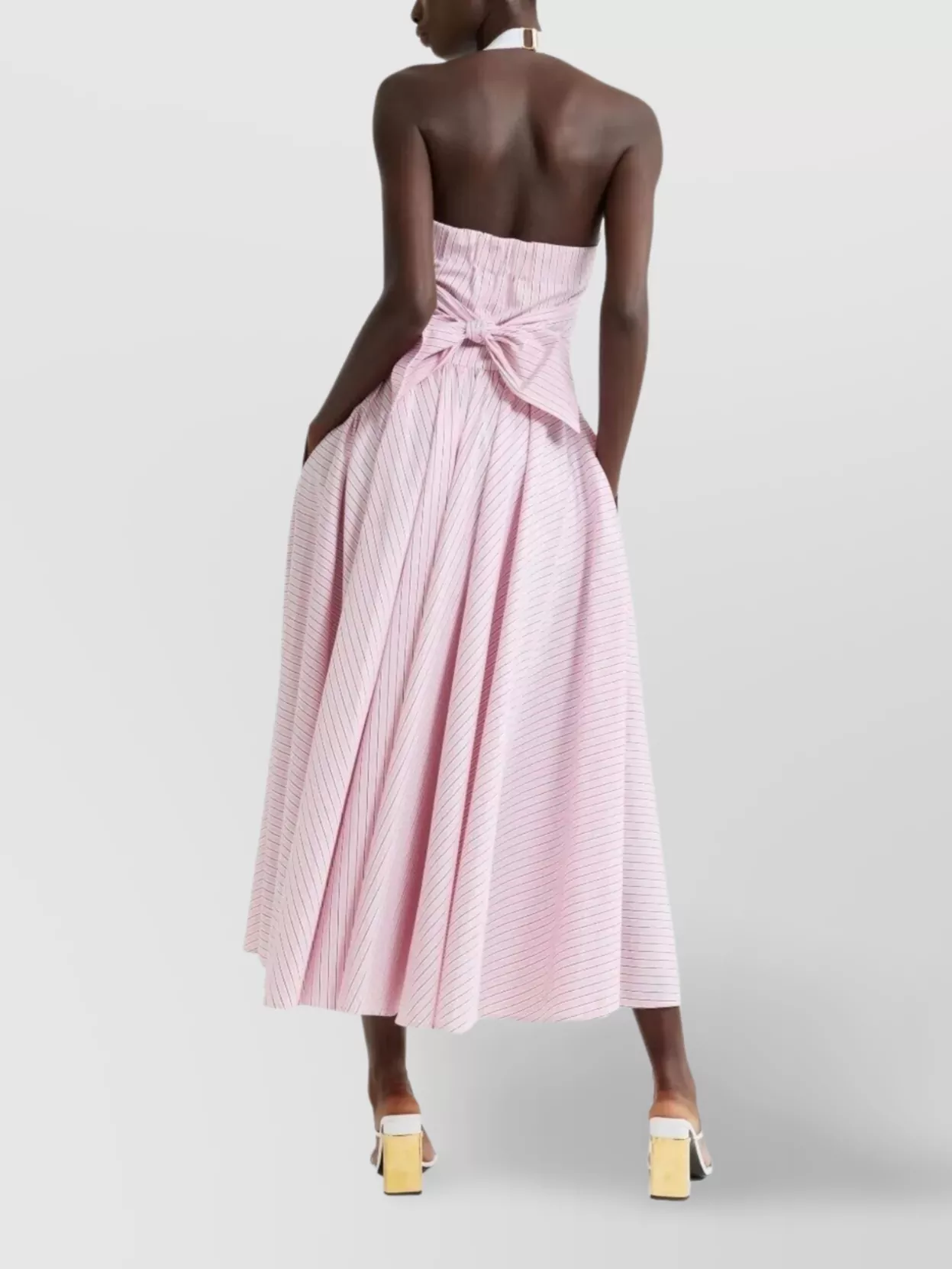 Patou Maxi Dress Halterneck Cotton Organic Printed Poplin