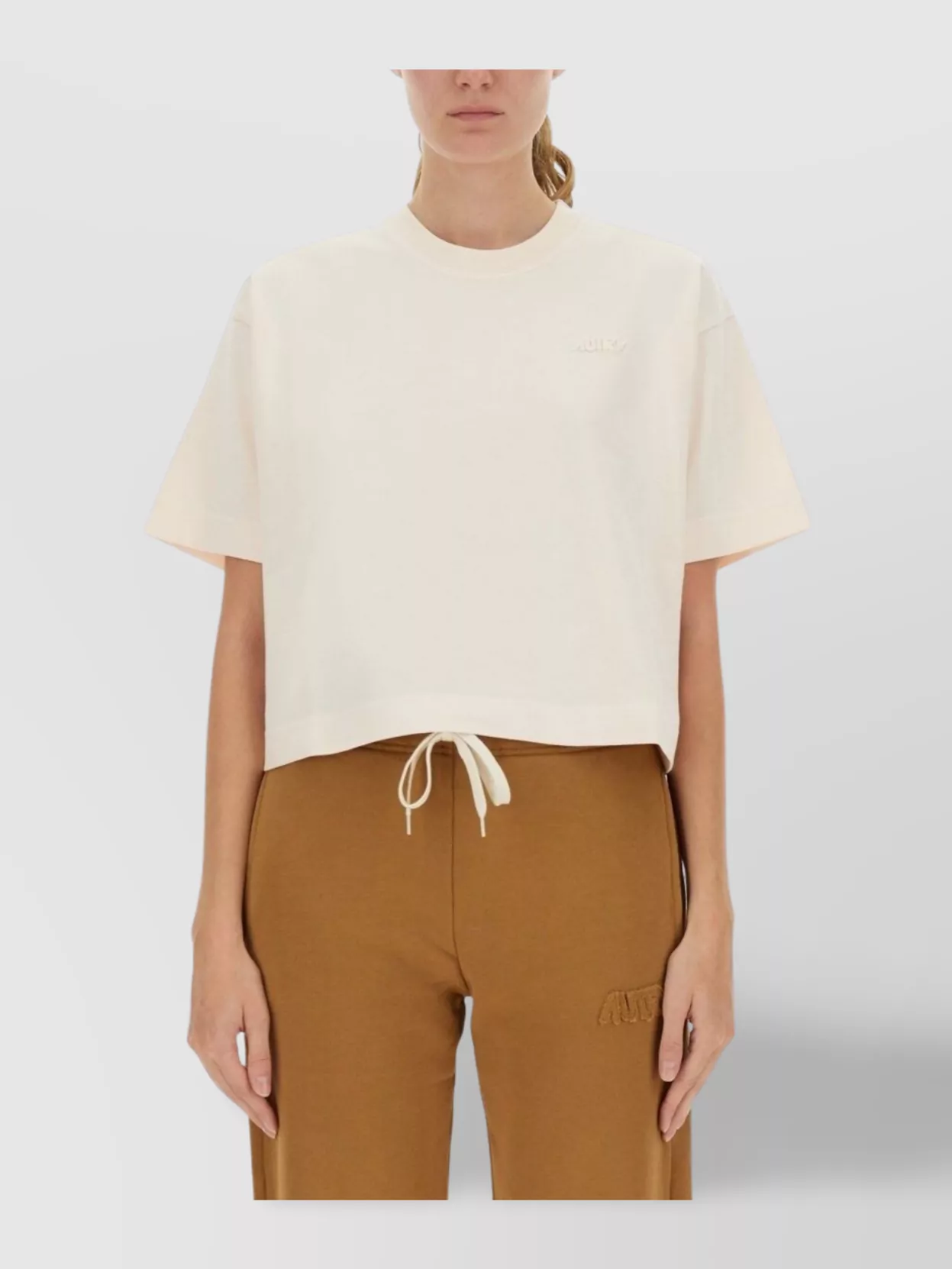Autry Short Sleeve Cropped Crew Neck Top